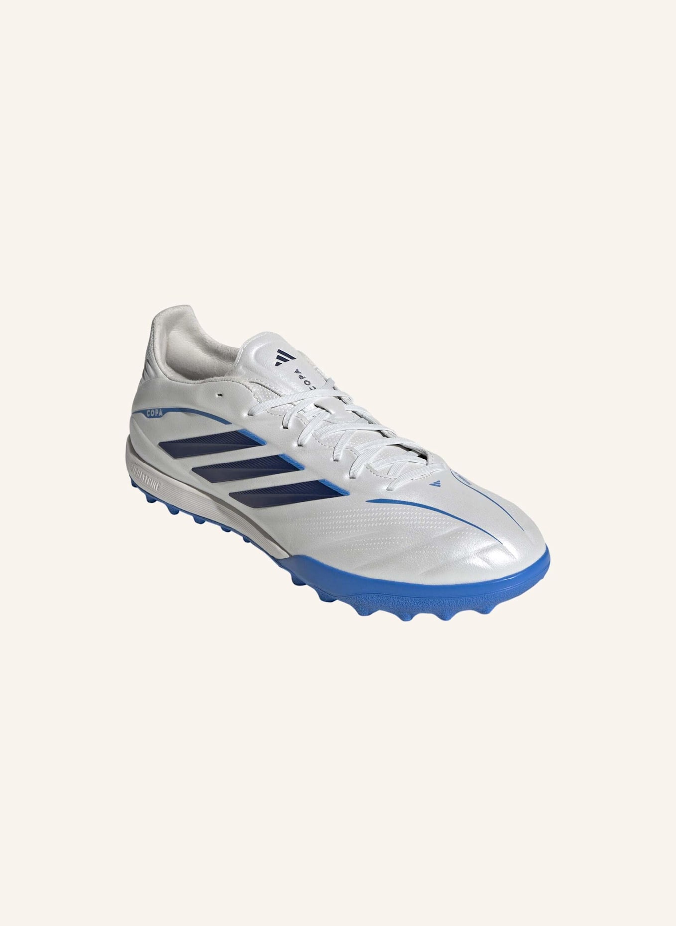 adidas COPA PURE IV PRO TURF FOOTBALL SHOES: WEISS/ BLAU