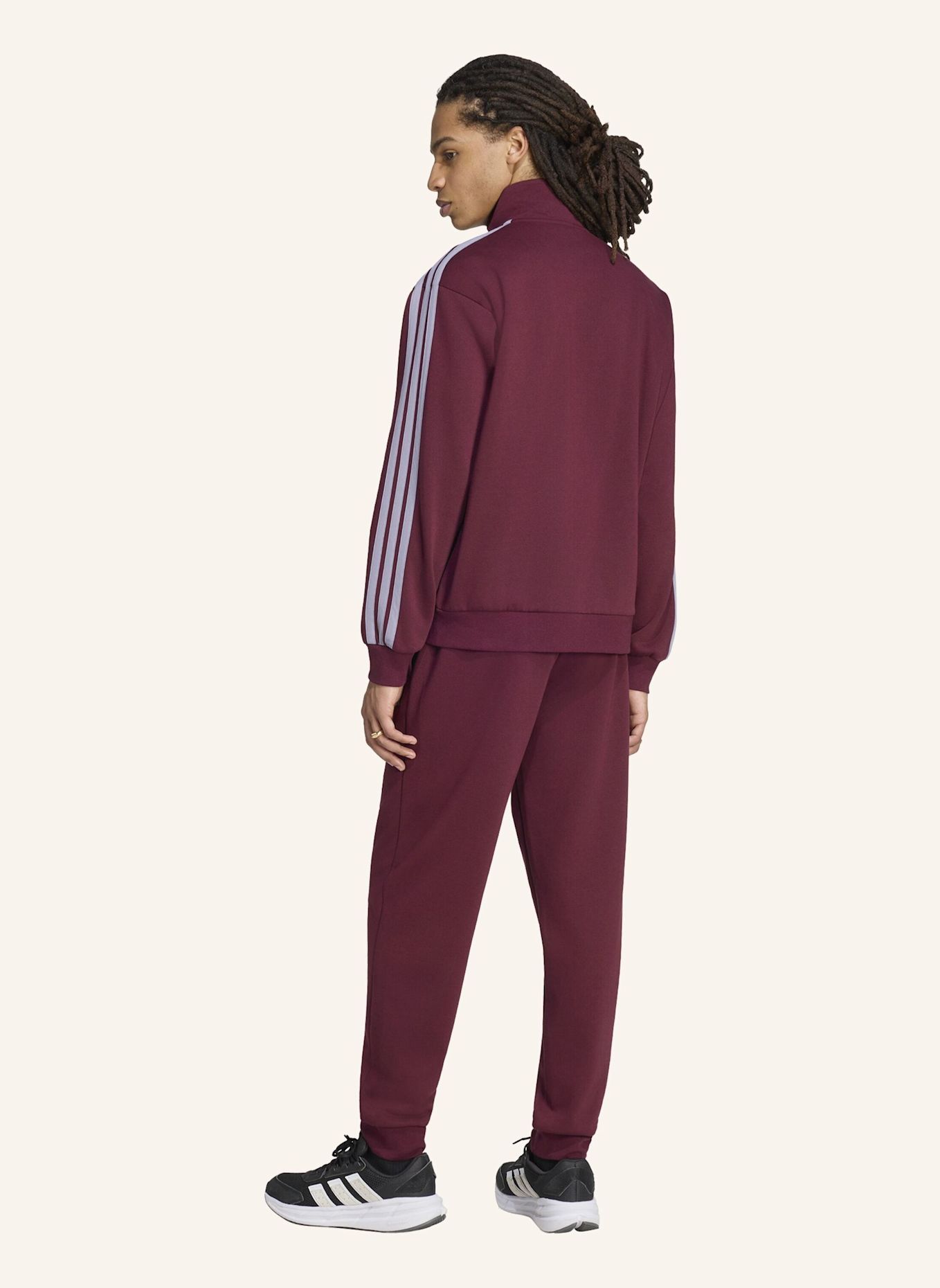 adidas 3-STREIFEN FLEECE TRAININGSANZUG: BRAUN / GRAU