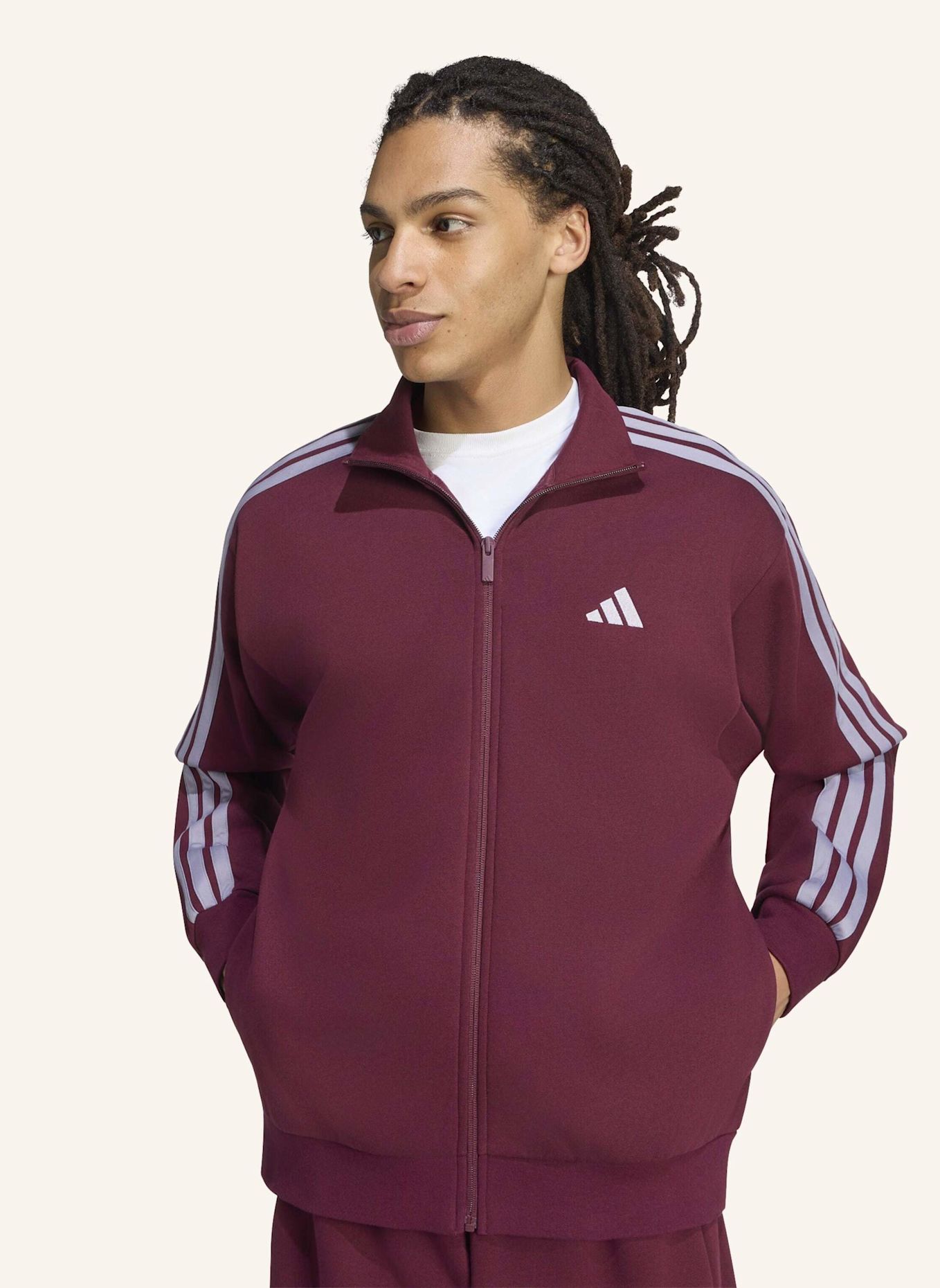 adidas 3-STREIFEN FLEECE TRAININGSANZUG: BRAUN / GRAU