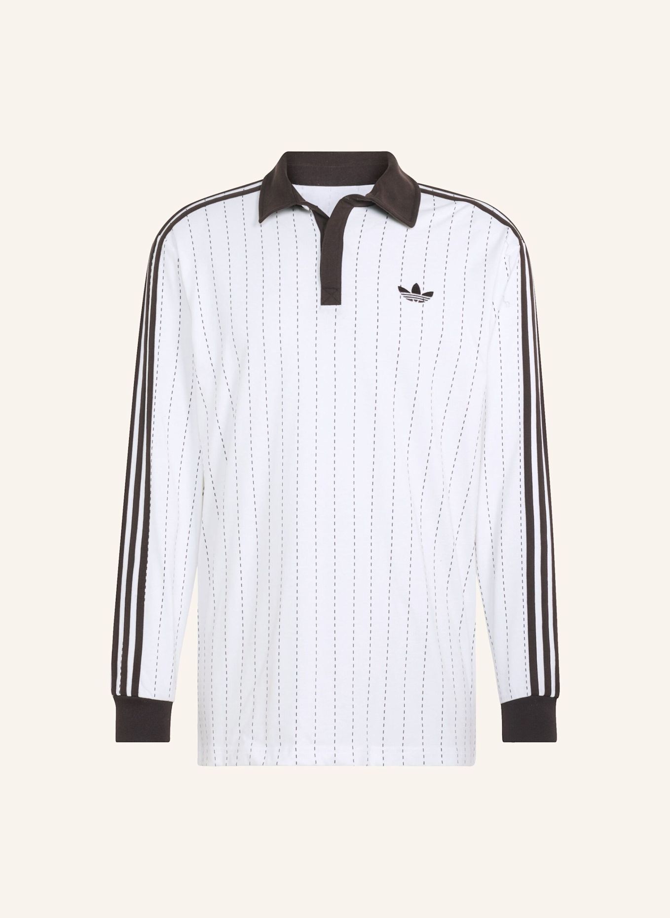 adidas Originals POLOSHIRT, NADELSTREIFEN, LANGÄRMELIG: WEISS