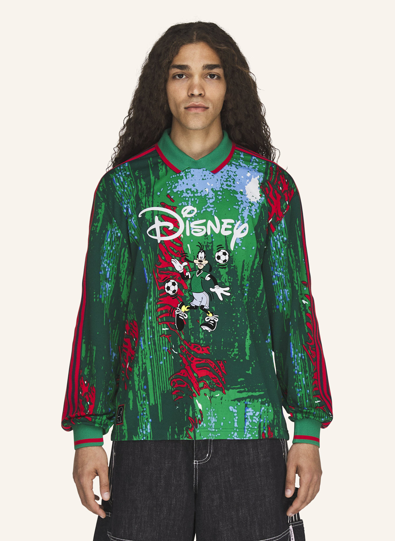 adidas Originals BRAIN DEAD DISNEY JERSEY, LANGÄRMELIG: ROT/ GRÜN/ BLAU