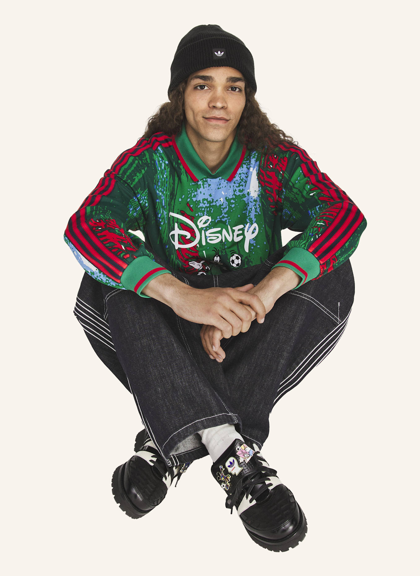 adidas Originals BRAIN DEAD DISNEY JERSEY, LANGÄRMELIG: ROT/ GRÜN/ BLAU
