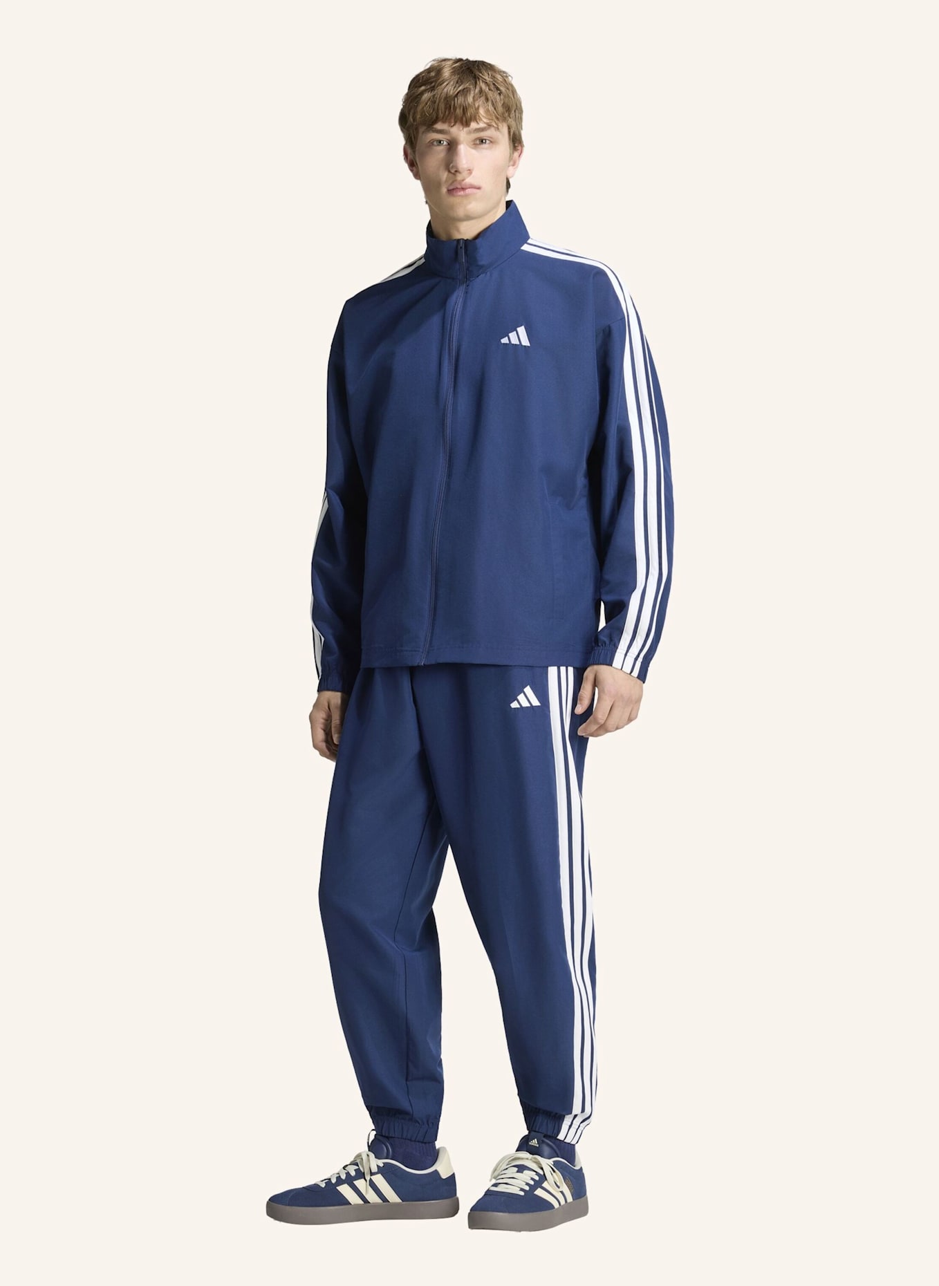 adidas 3-STREIFEN WOVEN TRAININGSANZUG: WEISS