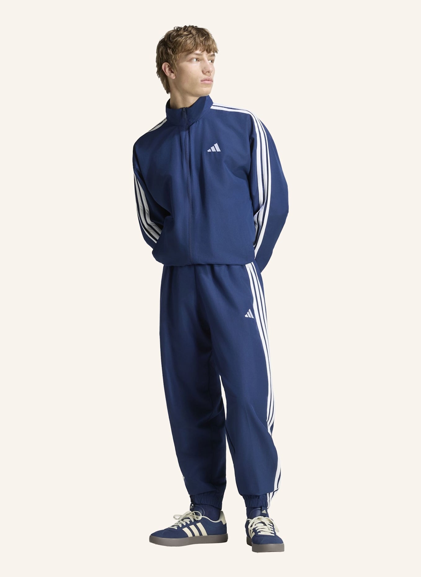 adidas 3-STREIFEN WOVEN TRAININGSANZUG: WEISS