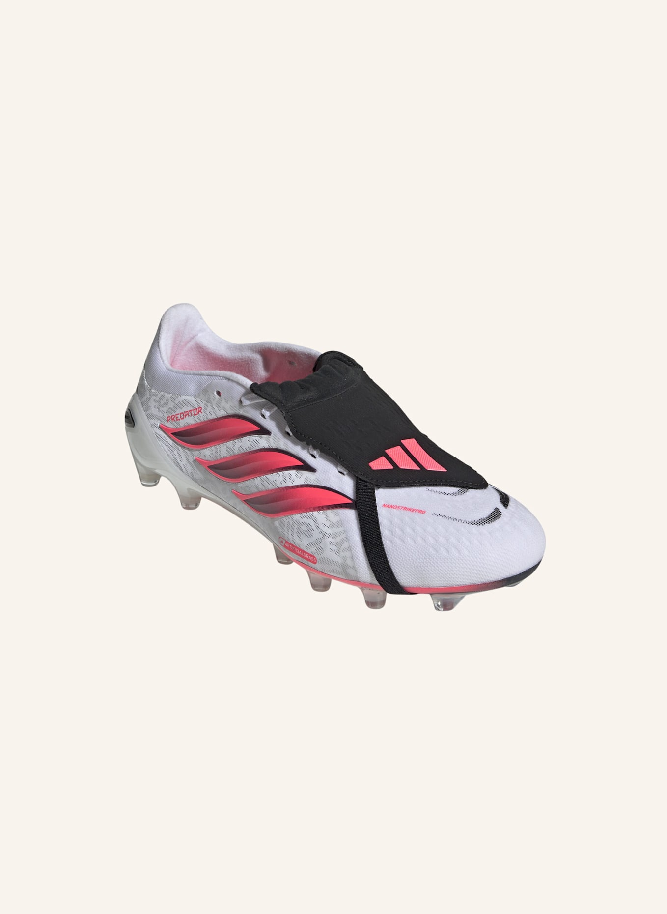 adidas PREDATOR PRO FOLD-OVER TONGUE ARTIFICIAL GROUND FOOTBALL BOOTS: WEISS/ NEONORANGE/ SCHWARZ