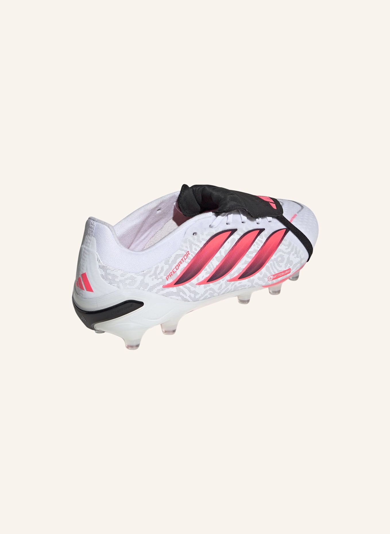 adidas PREDATOR PRO FOLD-OVER TONGUE ARTIFICIAL GROUND FOOTBALL BOOTS: WEISS/ NEONORANGE/ SCHWARZ