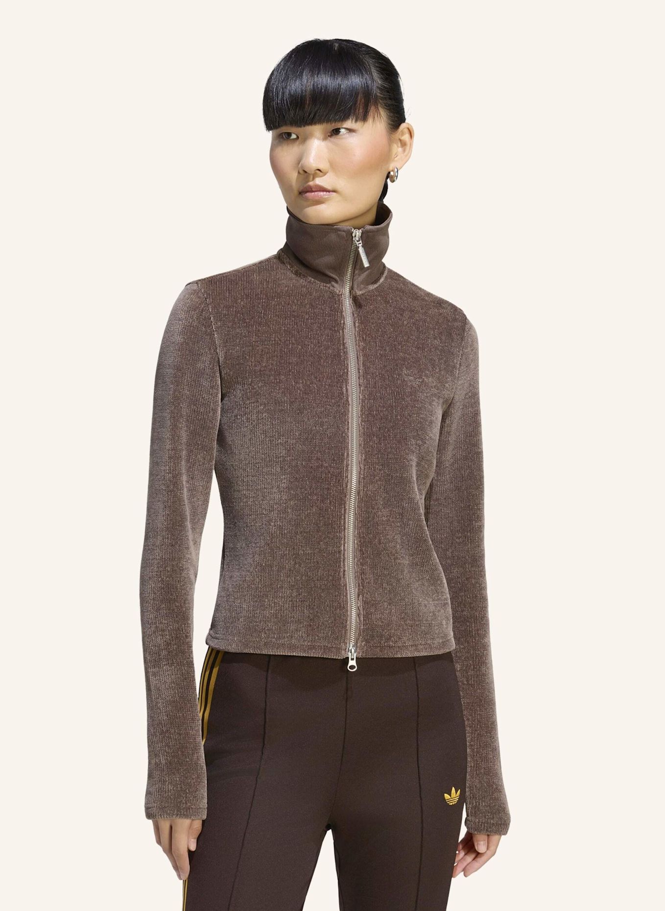 adidas Originals PREM ESS CHENILLE CARDIGAN, REISSVERSCHLUSS: BRAUN
