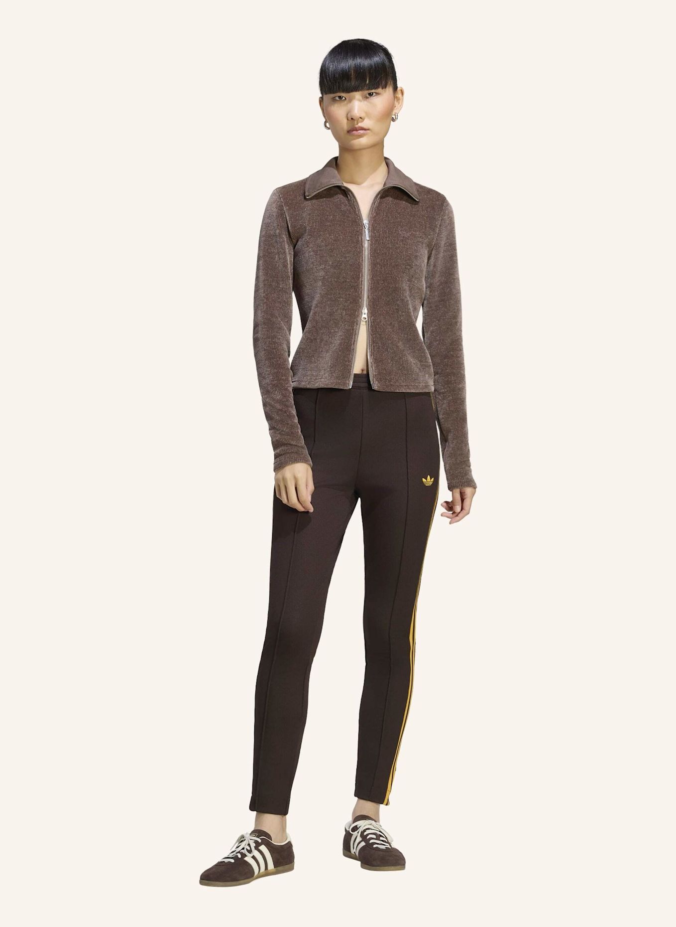 adidas Originals PREM ESS CHENILLE CARDIGAN, REISSVERSCHLUSS: BRAUN