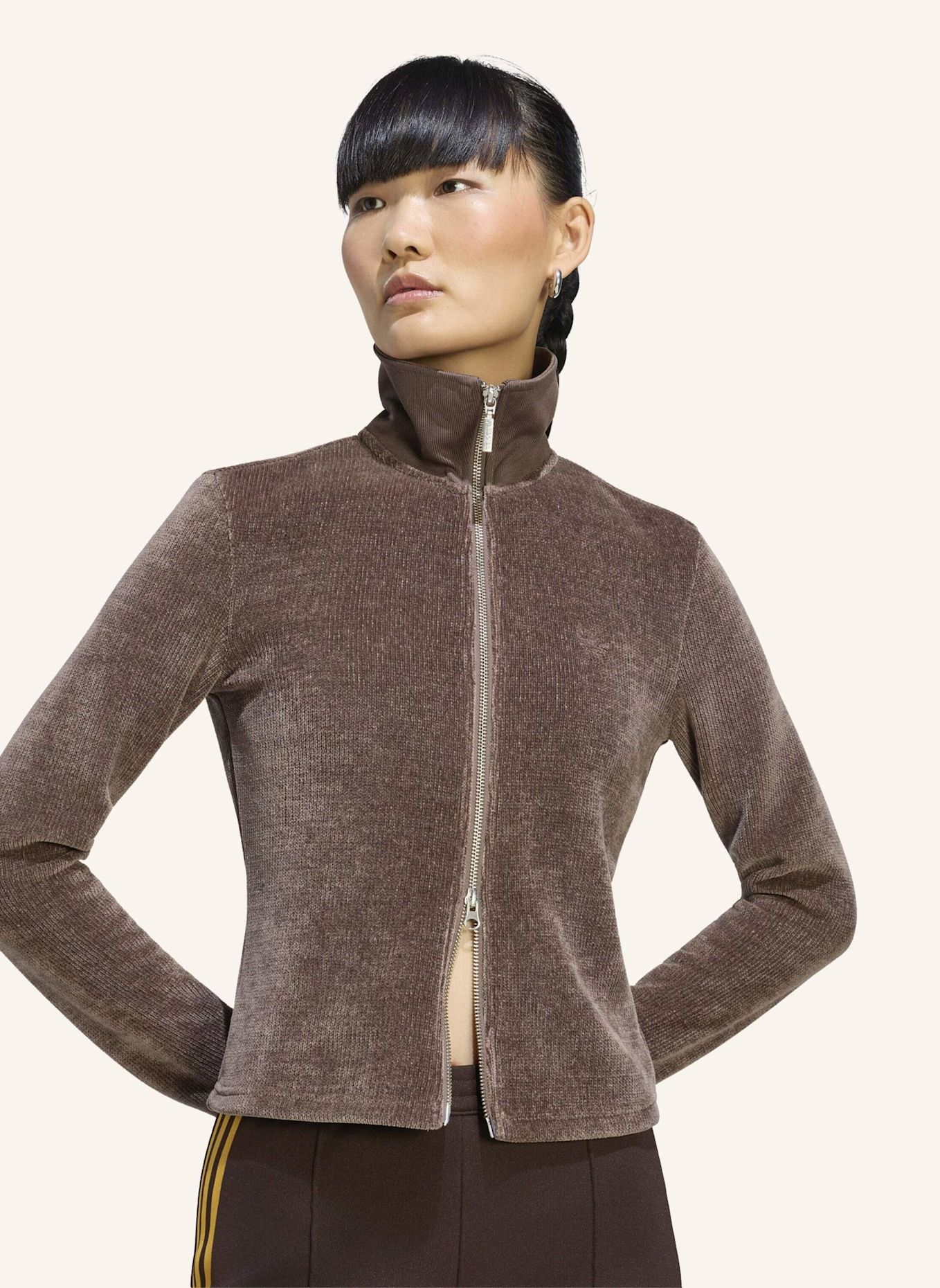 adidas Originals PREM ESS CHENILLE CARDIGAN, REISSVERSCHLUSS: BRAUN