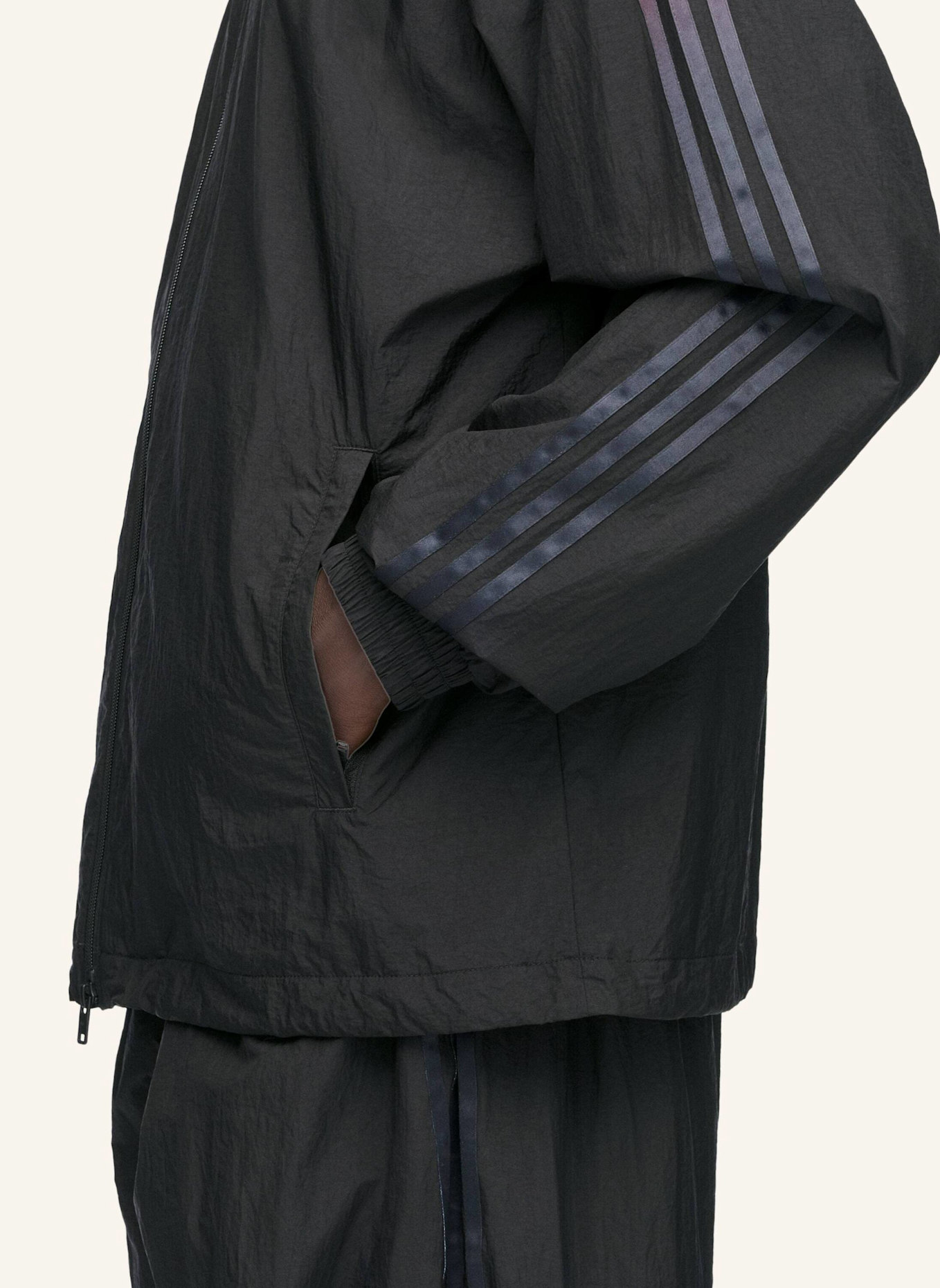 Y-3 Y-3 3-STREIFEN-NYLON-TRAININGSJACKE MIT FARBVERLAUF: SCHWARZ