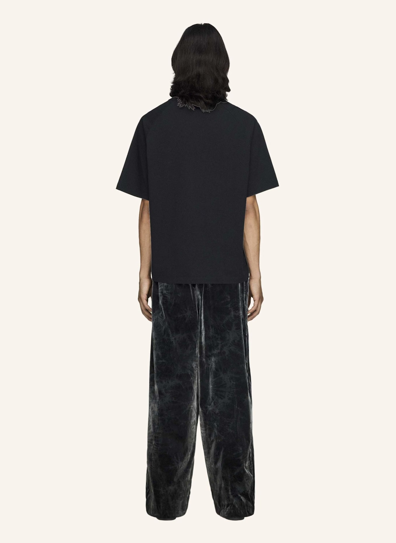 Y-3 Y-3 MARBLE NYLON HOSE, SCHMAL ZULAUFEND: SCHWARZ