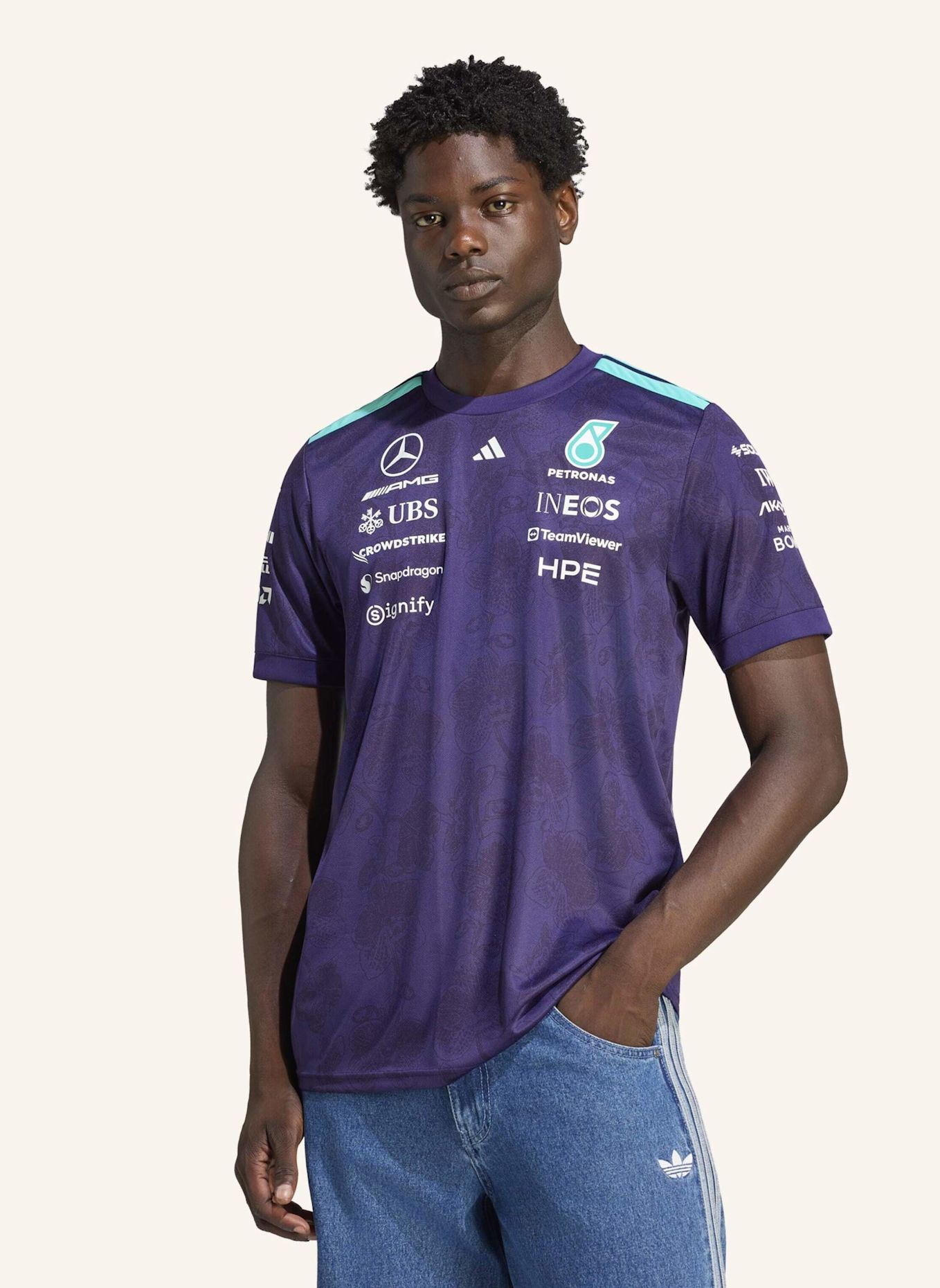 adidas MERCEDES AMG PETRONAS FORMULA 1 TEAM VANDA BLOOM FAHRERTRIKOT: LILA