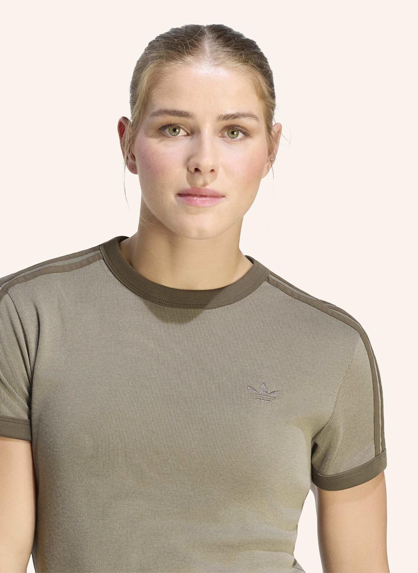 adidas Originals HEATHER 3-STREIFEN CALI T-SHIRT: BRAUN/ SILBER