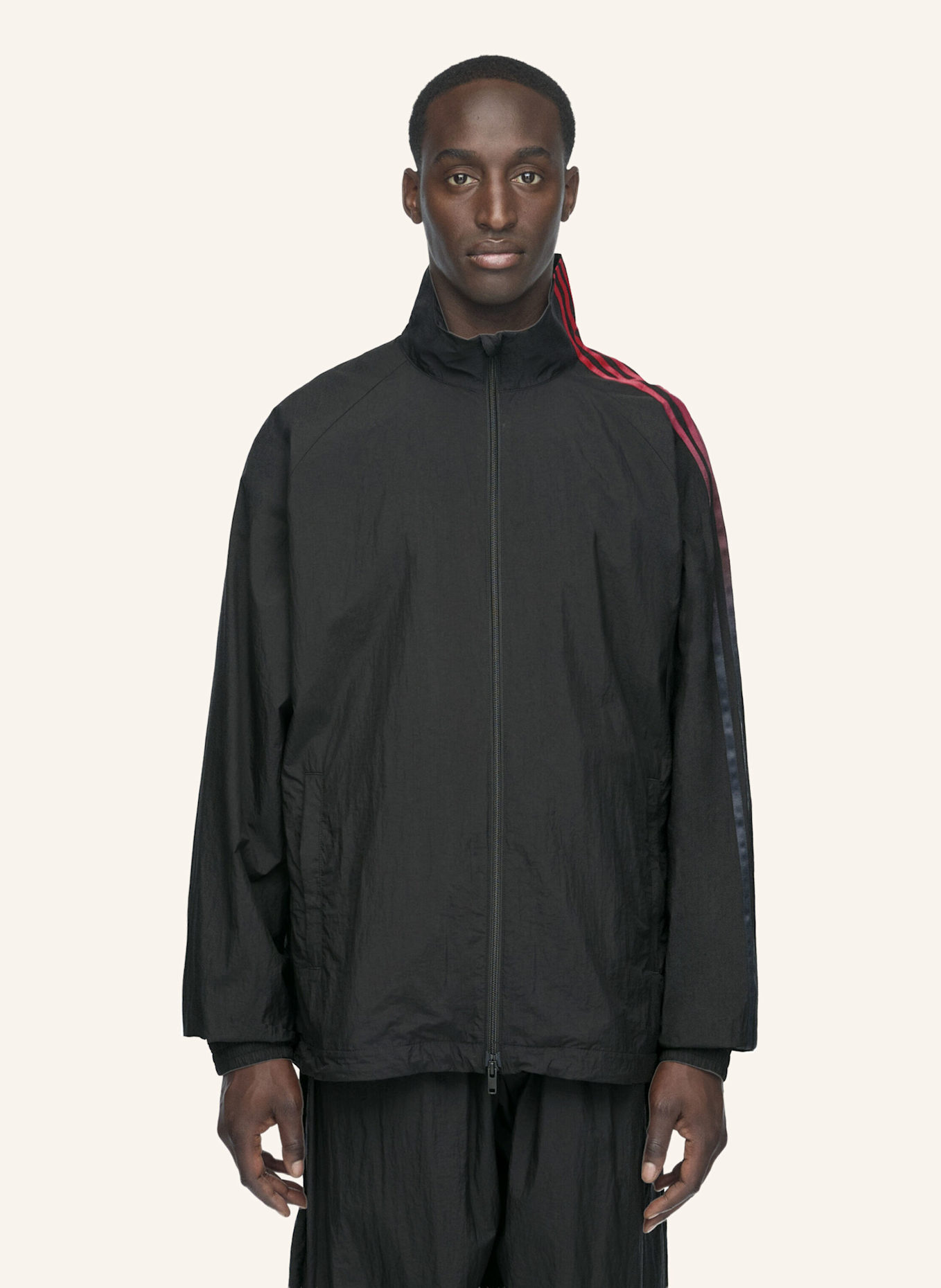Y-3 Y-3 3-STREIFEN-NYLON-TRAININGSJACKE MIT FARBVERLAUF: SCHWARZ