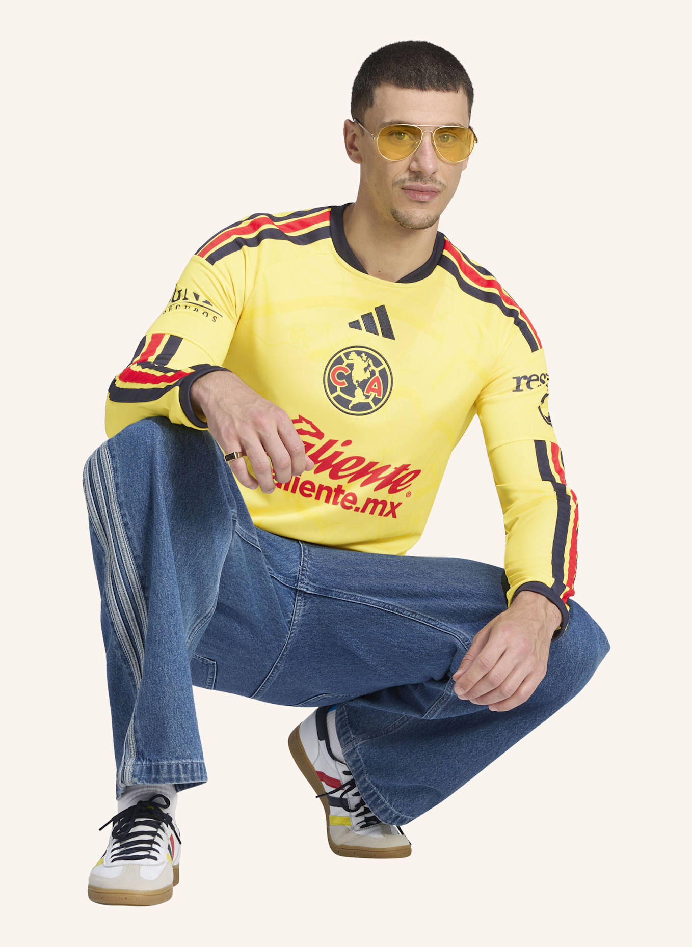 adidas CLUB AMERICA 26/27 HEIMTRIKOT, LANGÄRMELIG: GELB/ BLAU