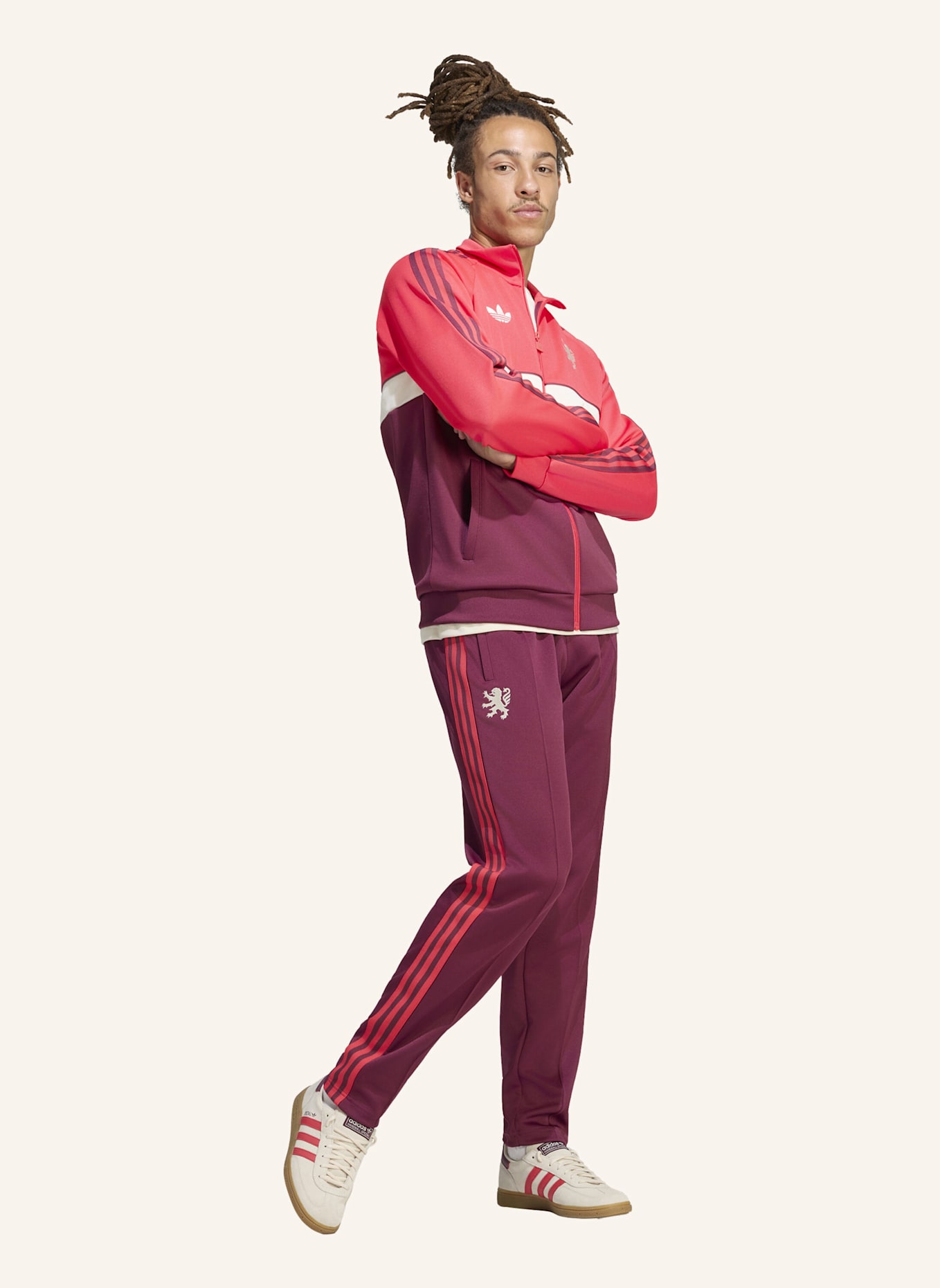 adidas OLYMPIQUE LYON ORIGINALS JACKE: ROSA/ ROT