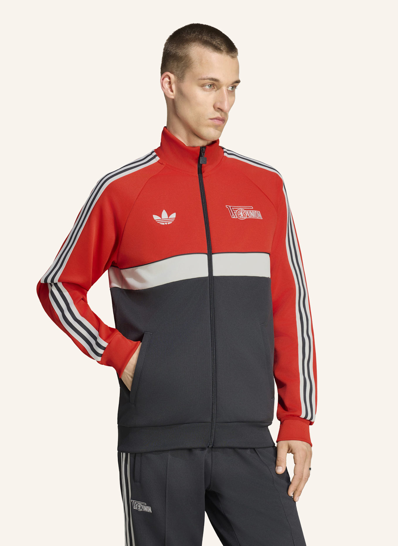 adidas UNION BERLIN ORIGINALS TRACK TOP: ROT/ GRAU