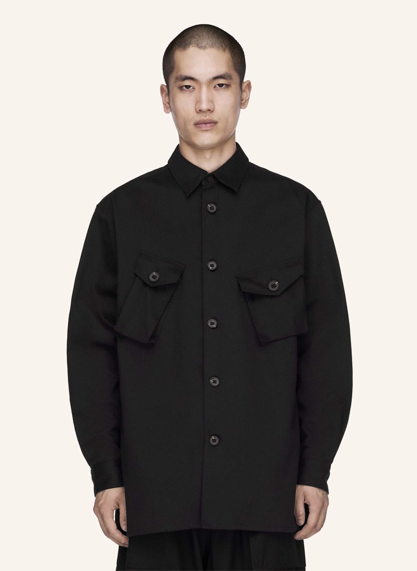 Y-3 Y-3 UTILITY HEMDJACKE, TWILL: SCHWARZ