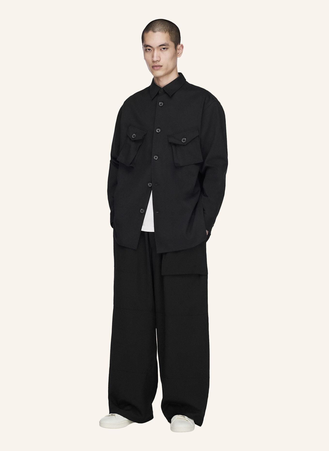 Y-3 Y-3 UTILITY HEMDJACKE, TWILL: SCHWARZ