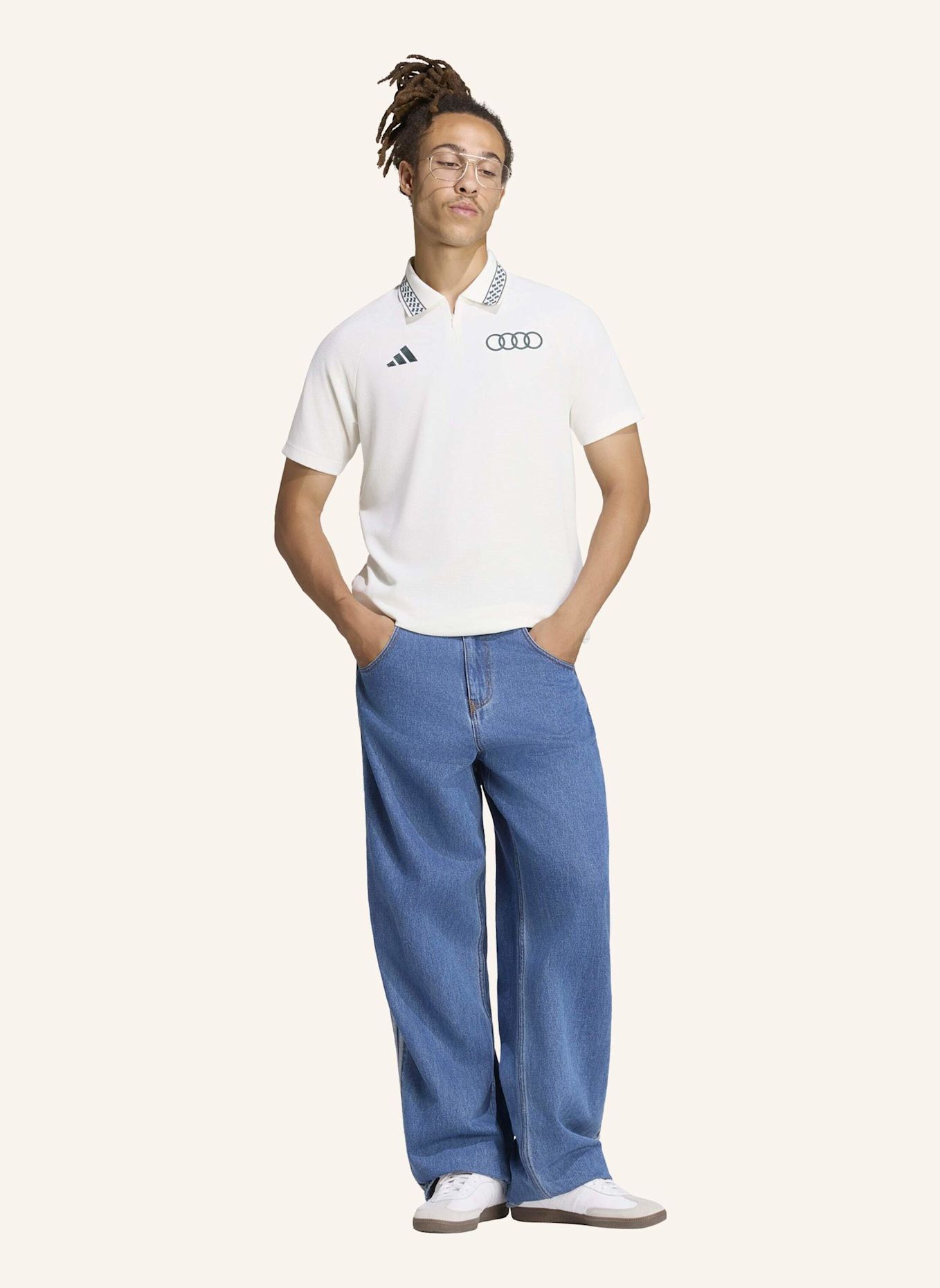 adidas AUDI REVOLUT FORMULA ONE TEAM SAMPA SOUL POLOSHIRT: WEISS