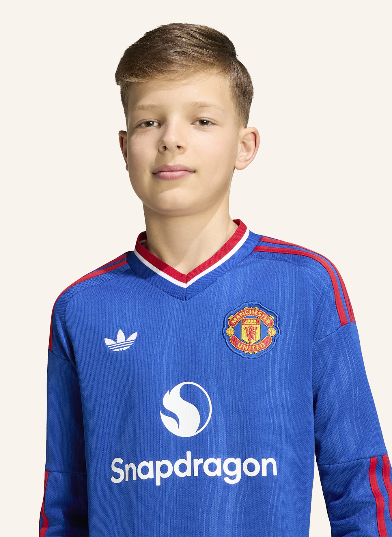 adidas MANCHESTER UNITED 26/27 KIDS, AUSWÄRTSTRIKOT, LANGÄRMELIG: BLAU
