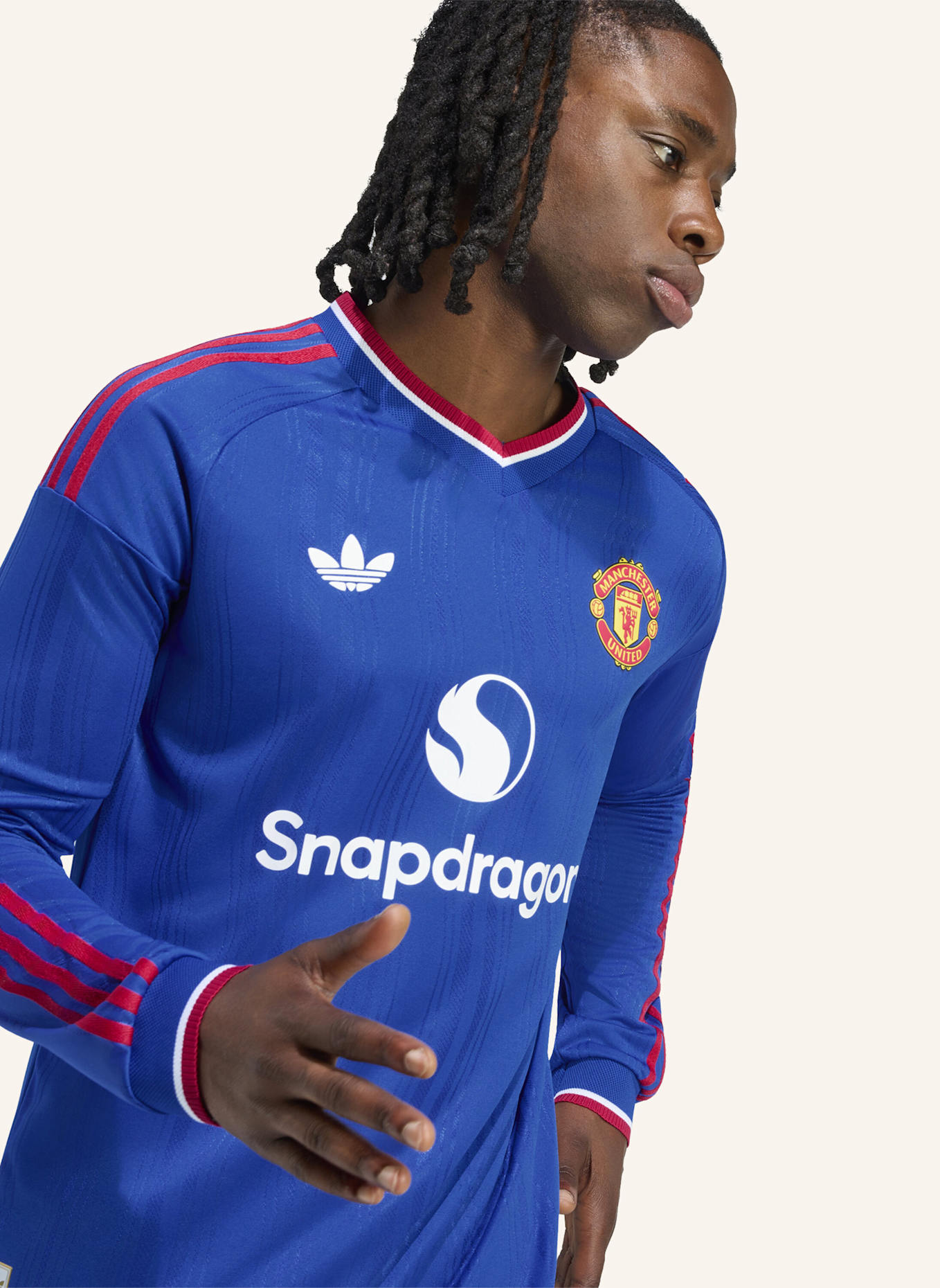 adidas MANCHESTER UNITED 26/27 AUTHENTIC AUSWÄRTSTRIKOT, LANGÄRMELIG: BLAU
