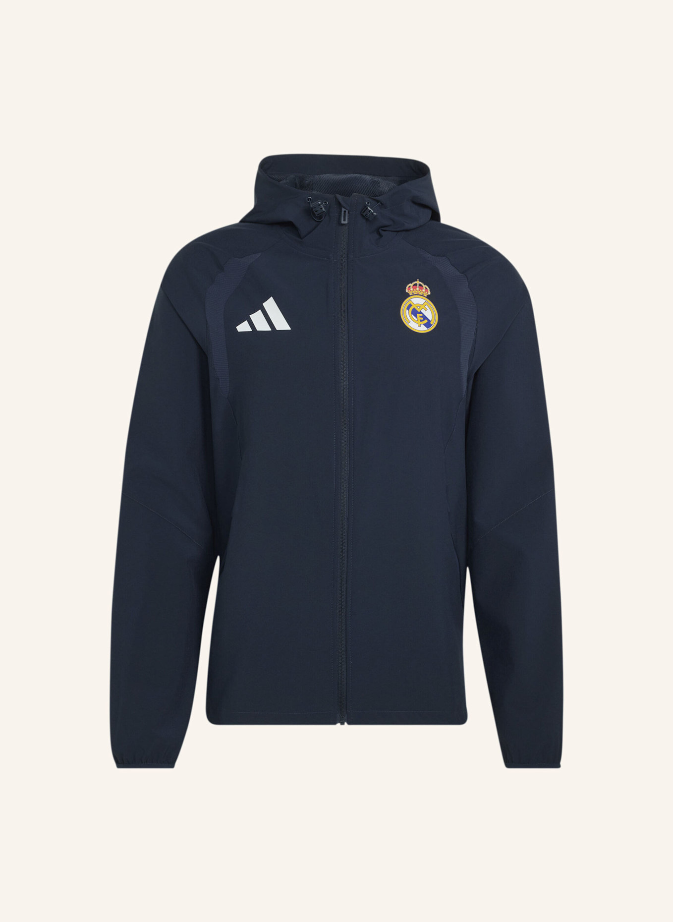 adidas REAL MADRID TIRO TRAVEL WINDBREAKER, DURCHGEHENDER REISSVERSCHLUSS: BLAU