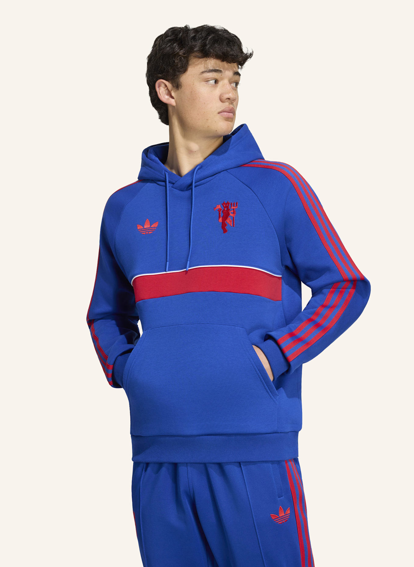 adidas MANCHESTER UNITED ORIGINALS HOODIE: BLAU