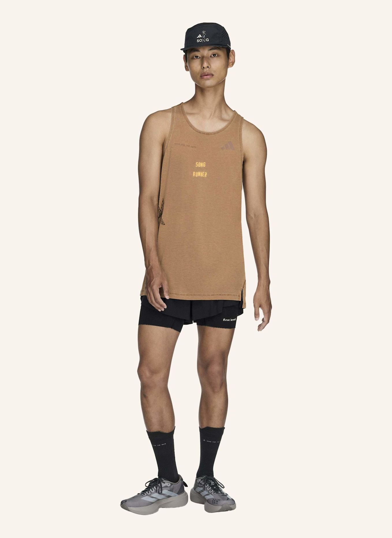 adidas ADIDAS RUNNING X SONG FOR THE MUTE TANKTOP: BRAUN