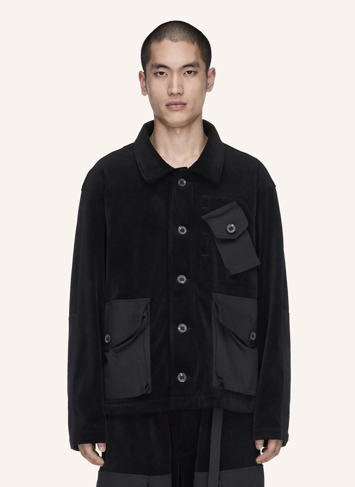 Y-3 Y-3 UTILITY-BLOUSON, SAMTCORD: SCHWARZ