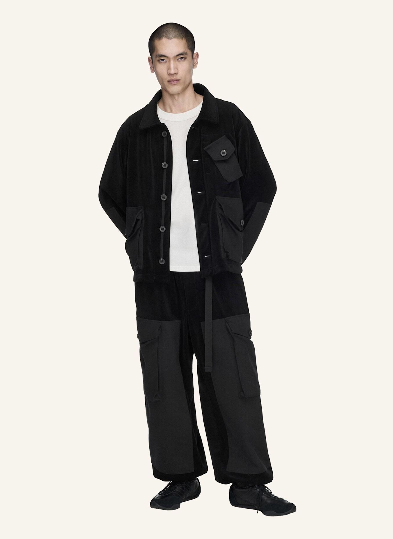 Y-3 Y-3 UTILITY-BLOUSON, SAMTCORD: SCHWARZ