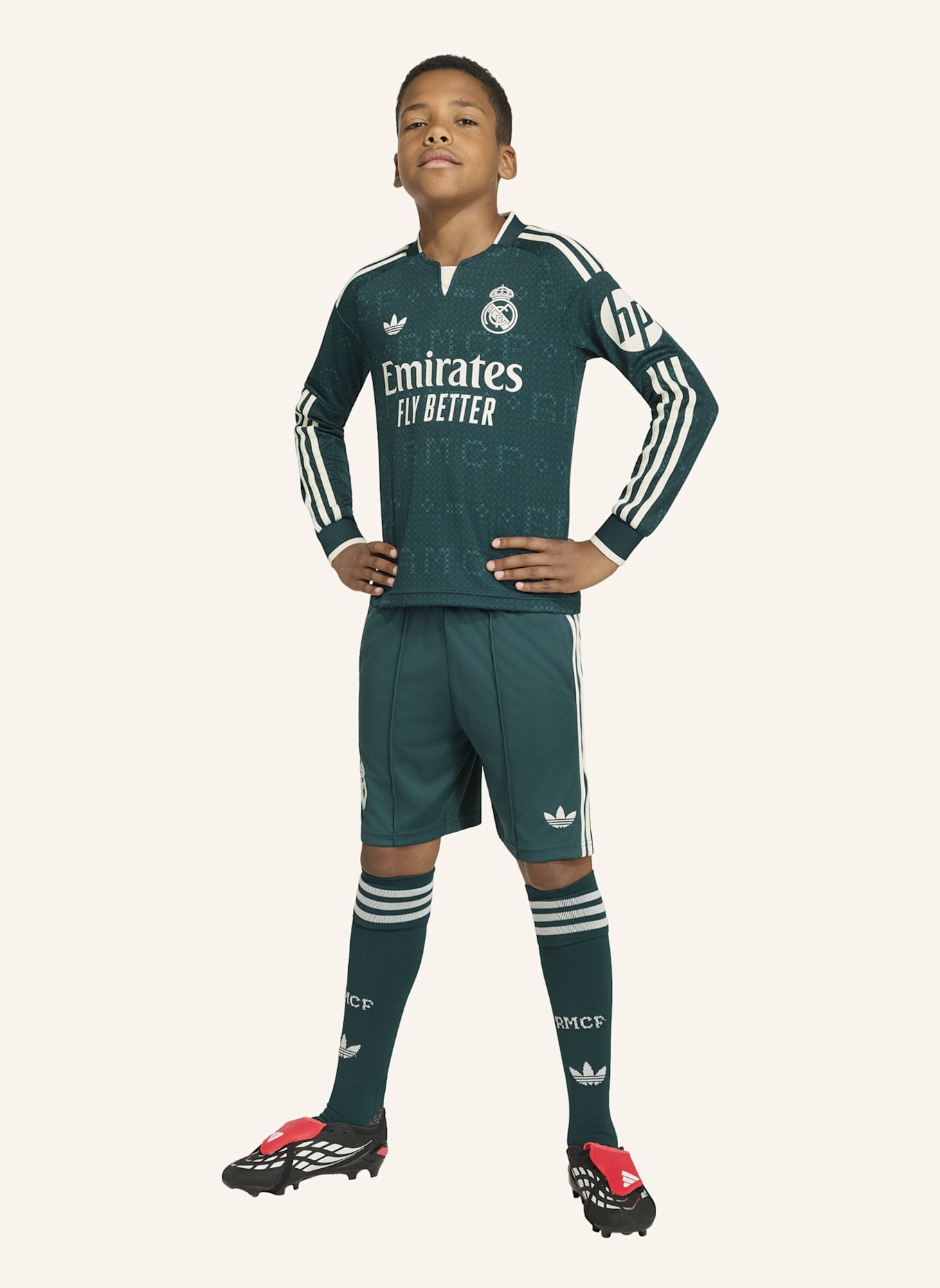 adidas REAL MADRID 26/27 KIDS LANGÄRMELIGES AUSWÄRTSTRIKOT: GRÜN