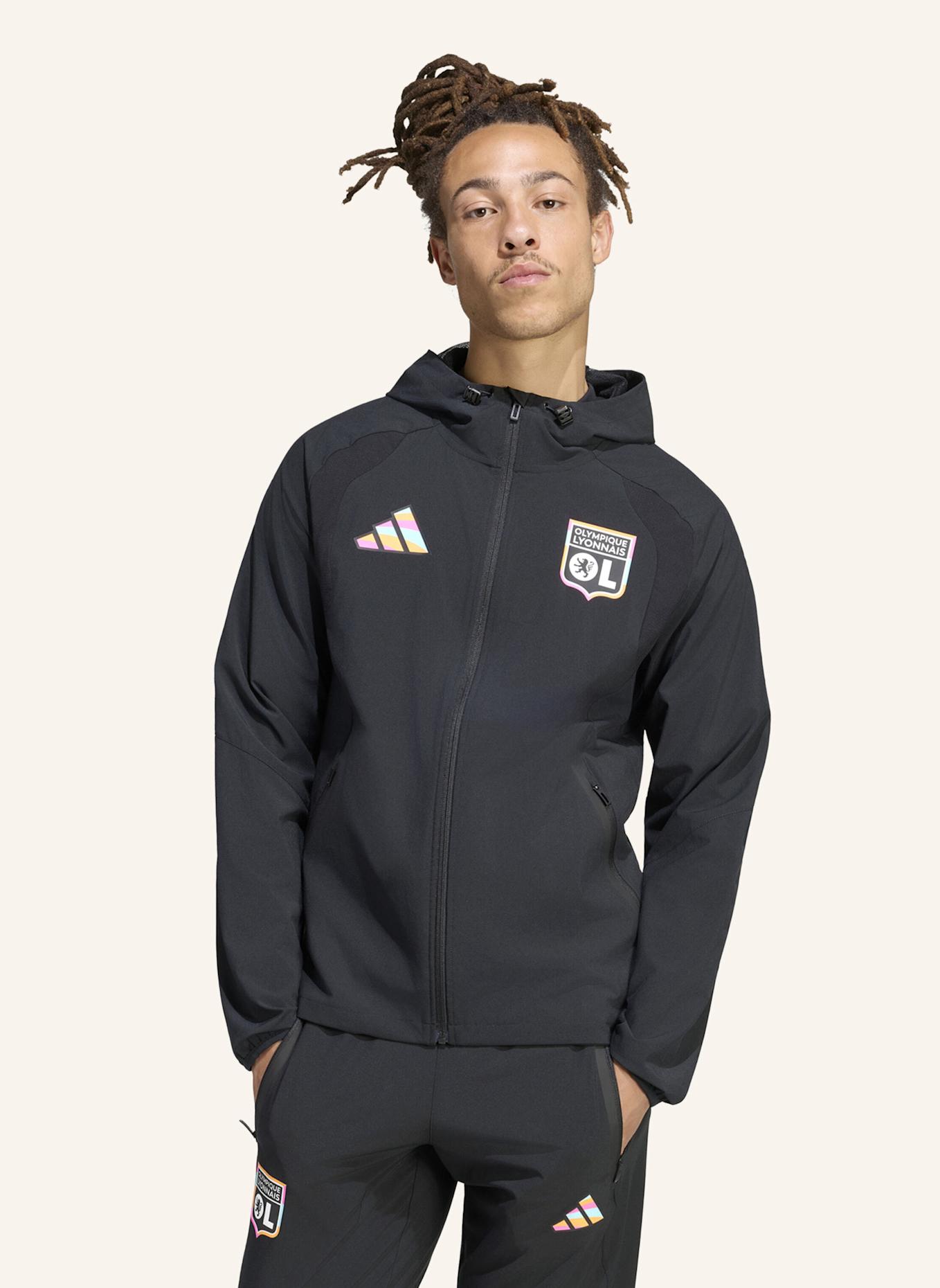 adidas OLYMPIQUE LYON TIRO TRAVEL WINDBREAKER: SCHWARZ