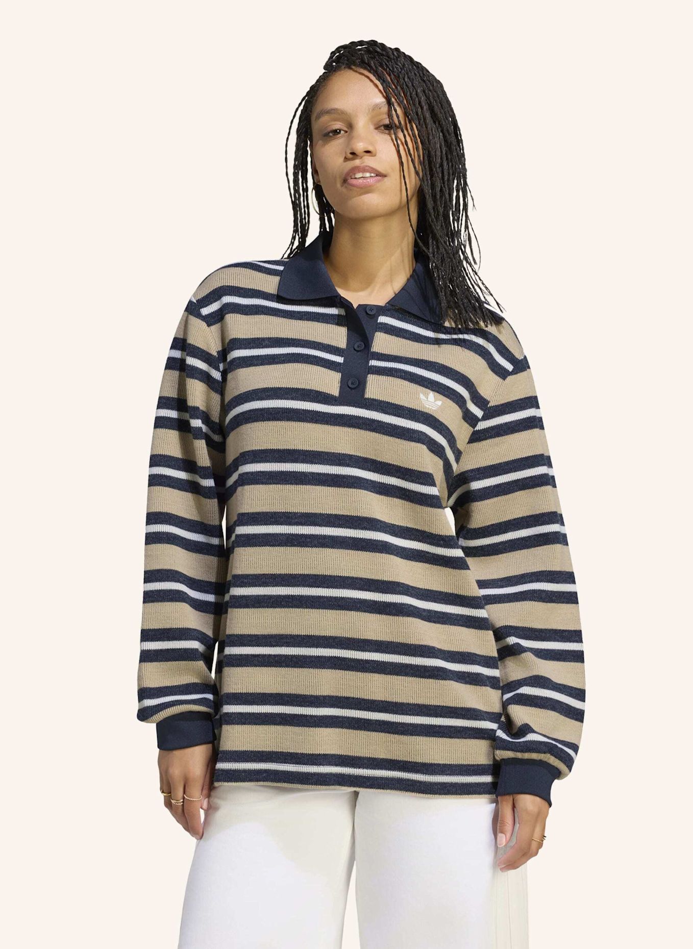 adidas Originals Strick-Poloshirt STRIPED: BEIGE