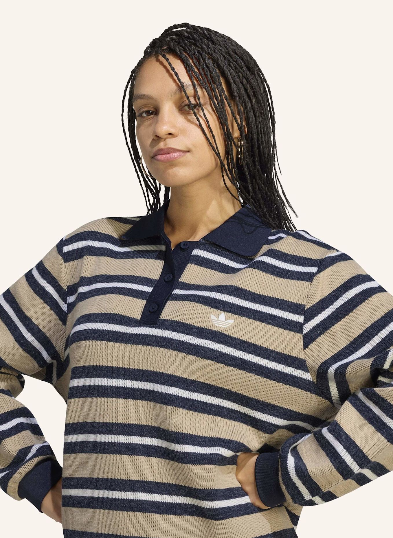 adidas Originals Strick-Poloshirt STRIPED: BEIGE