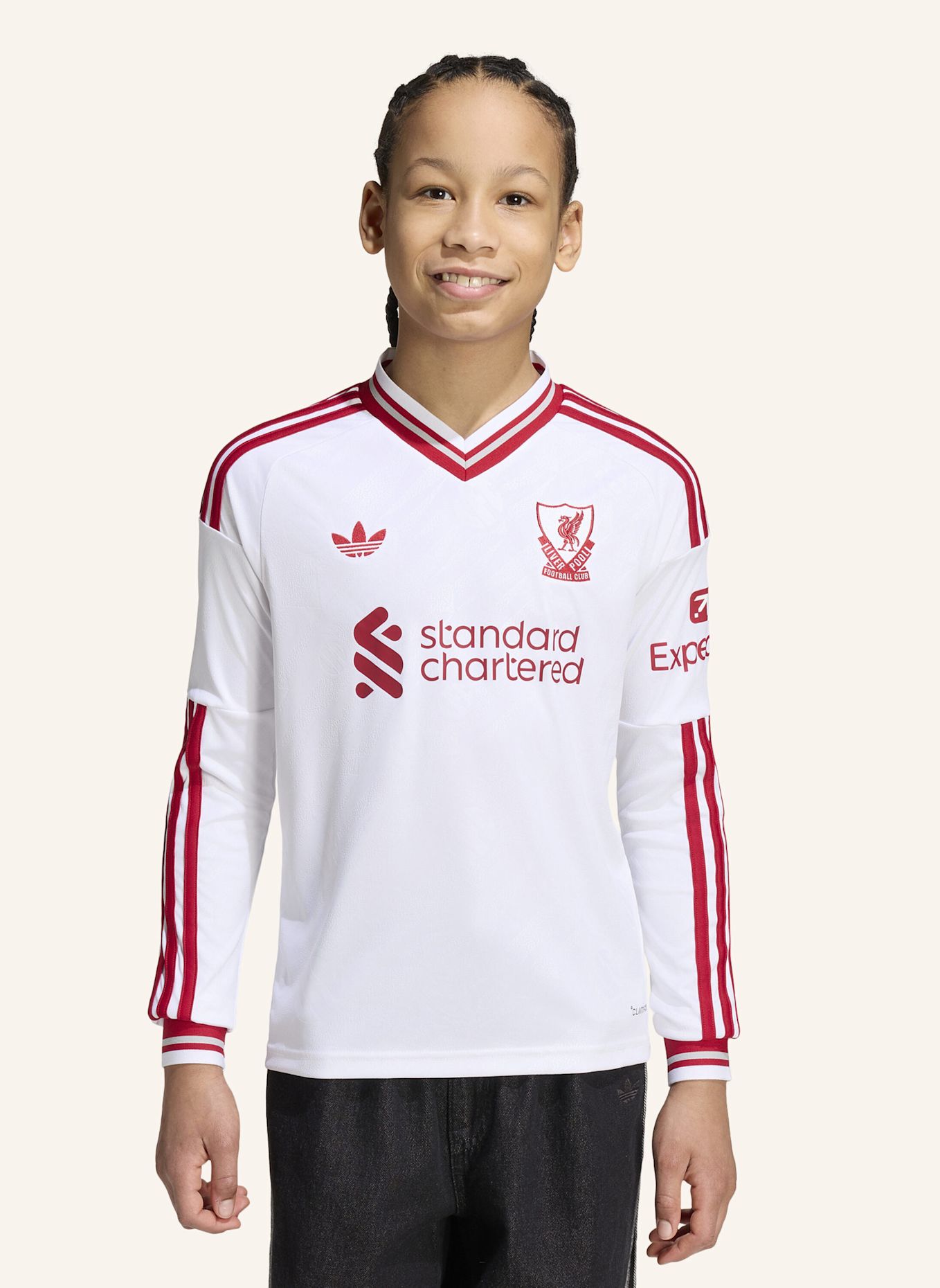 adidas LIVERPOOL FC 26/27 KIDS AUSWÄRTSTRIKOT, LANGÄRMELIG: WEISS