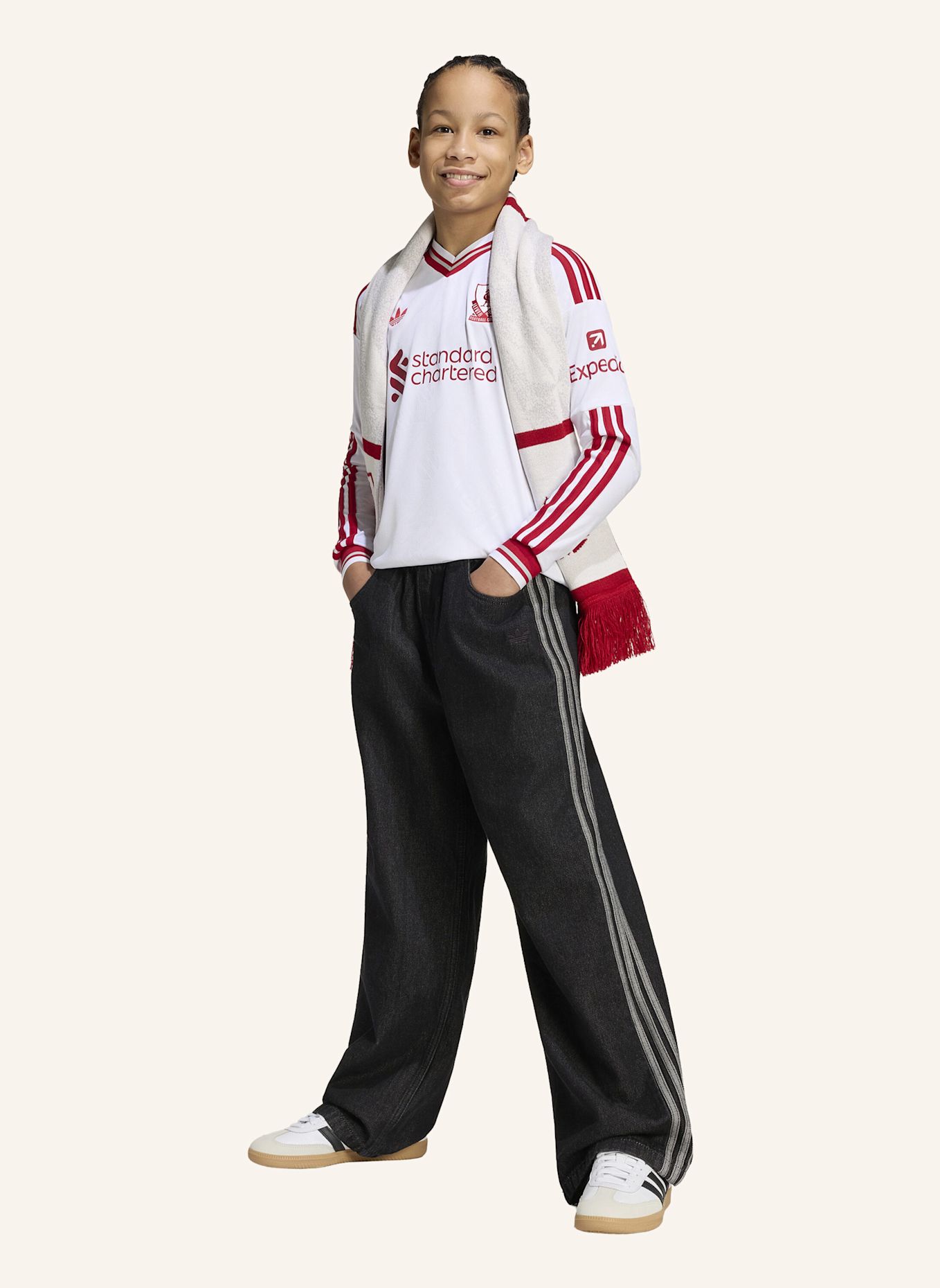 adidas LIVERPOOL FC 26/27 KIDS AUSWÄRTSTRIKOT, LANGÄRMELIG: WEISS