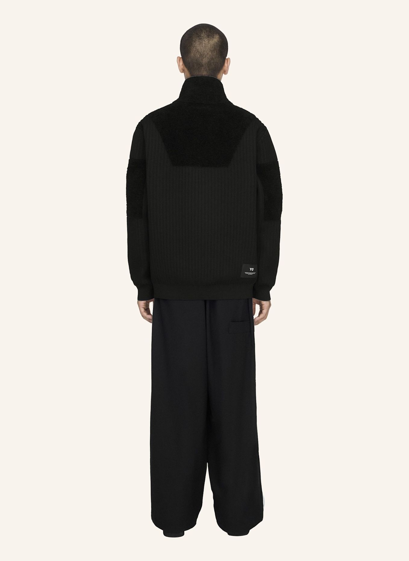 Y-3 Y-3 KNITTED PANEL BLOCKED HALF ZIP SWEATSHIRT: SCHWARZ