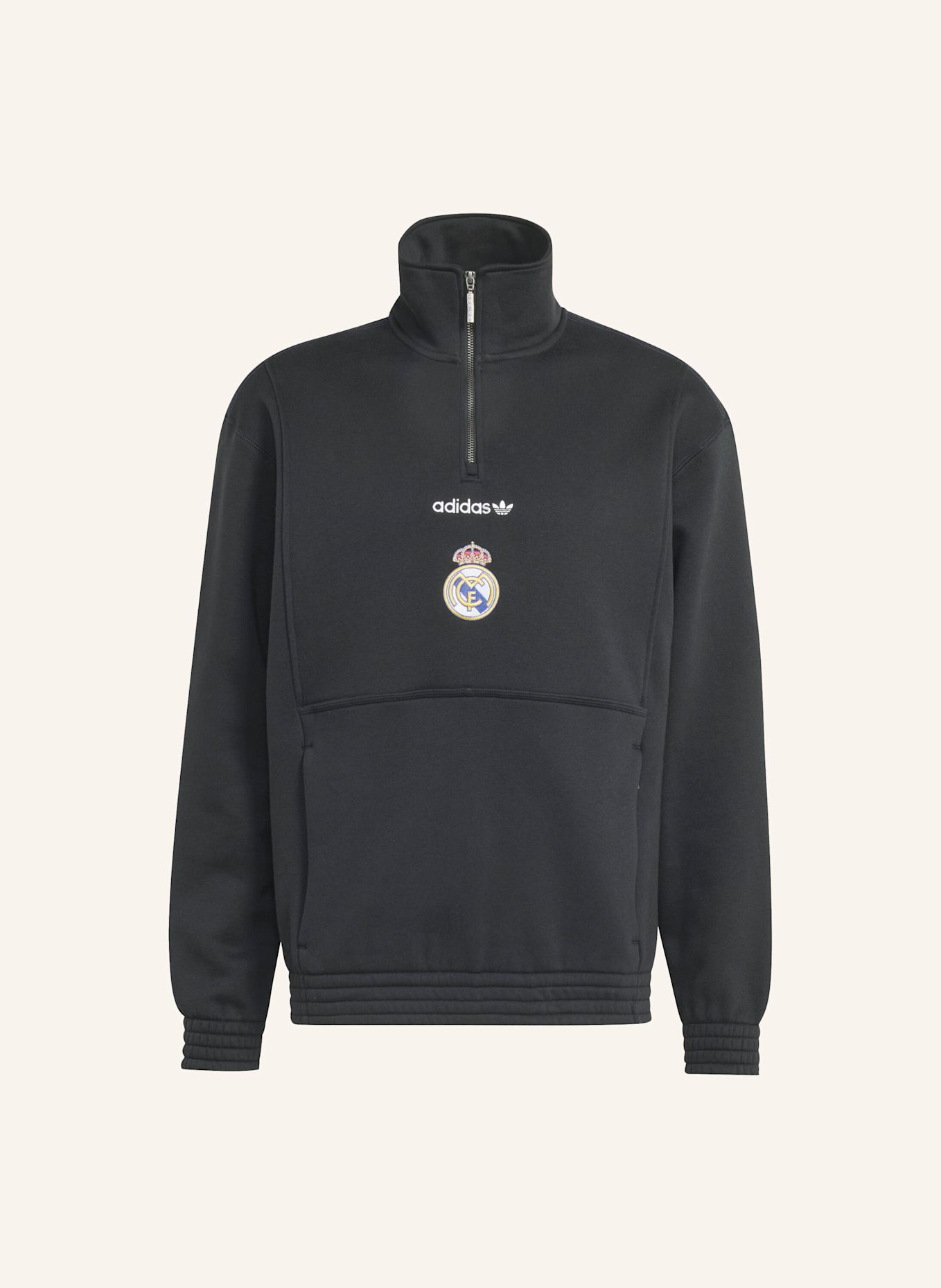 adidas REAL MADRID EQT OBERTEIL, REISSVERSCHLUSS BIS ZUR BRUST: SCHWARZ