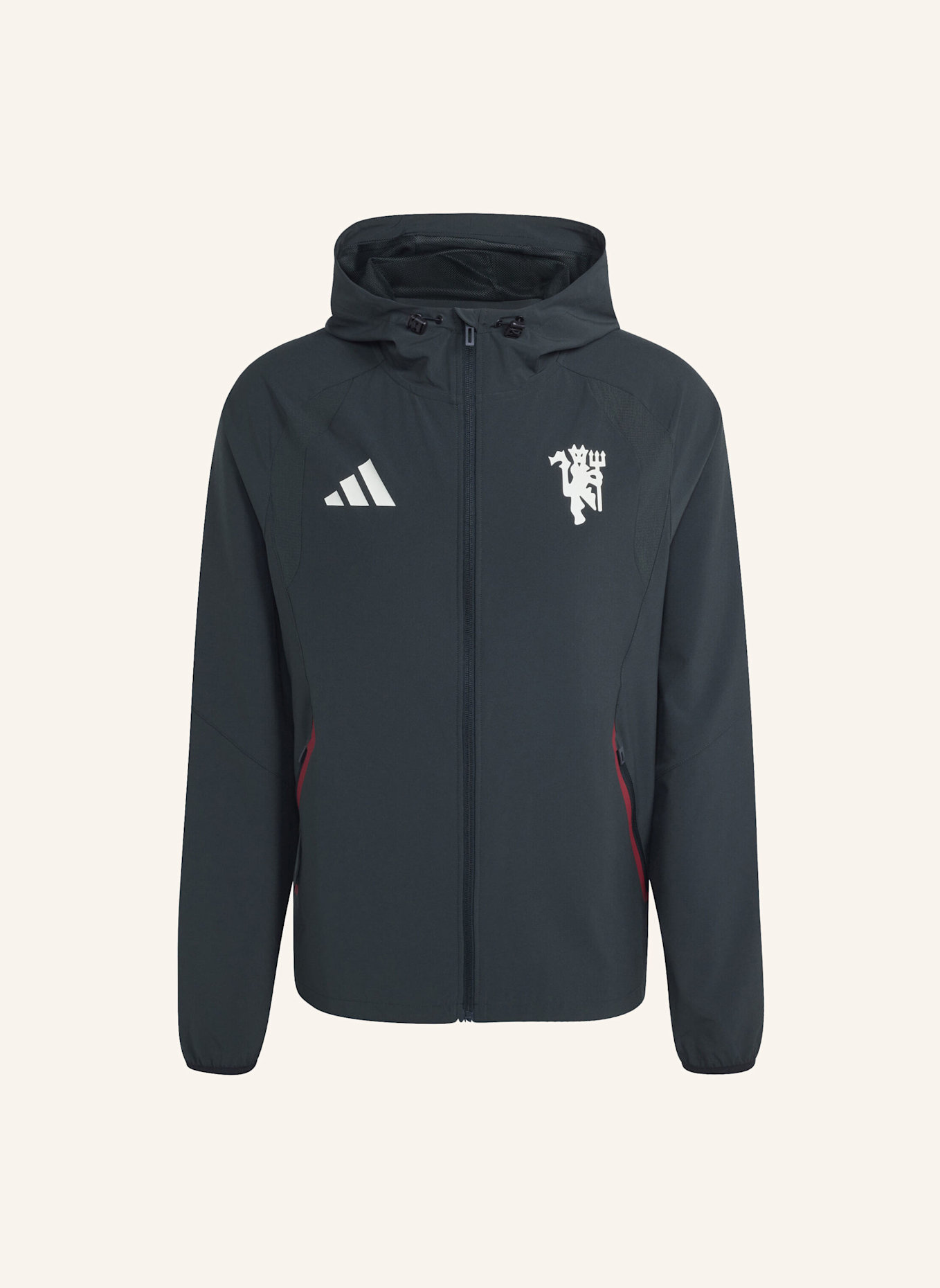 adidas MACHCHESTER UNITED TIRO TRAVEL WINDBREAKER, DURCHGEHENDER REISSVERSCHLUSS: GRÜN