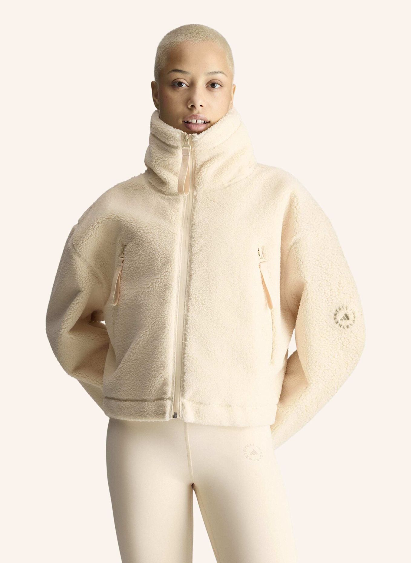 adidas by Stella McCartney ADIDAS BY STELLA MCCARTNEY WINTER FLEECE-KAPUZENJACKE: BEIGE
