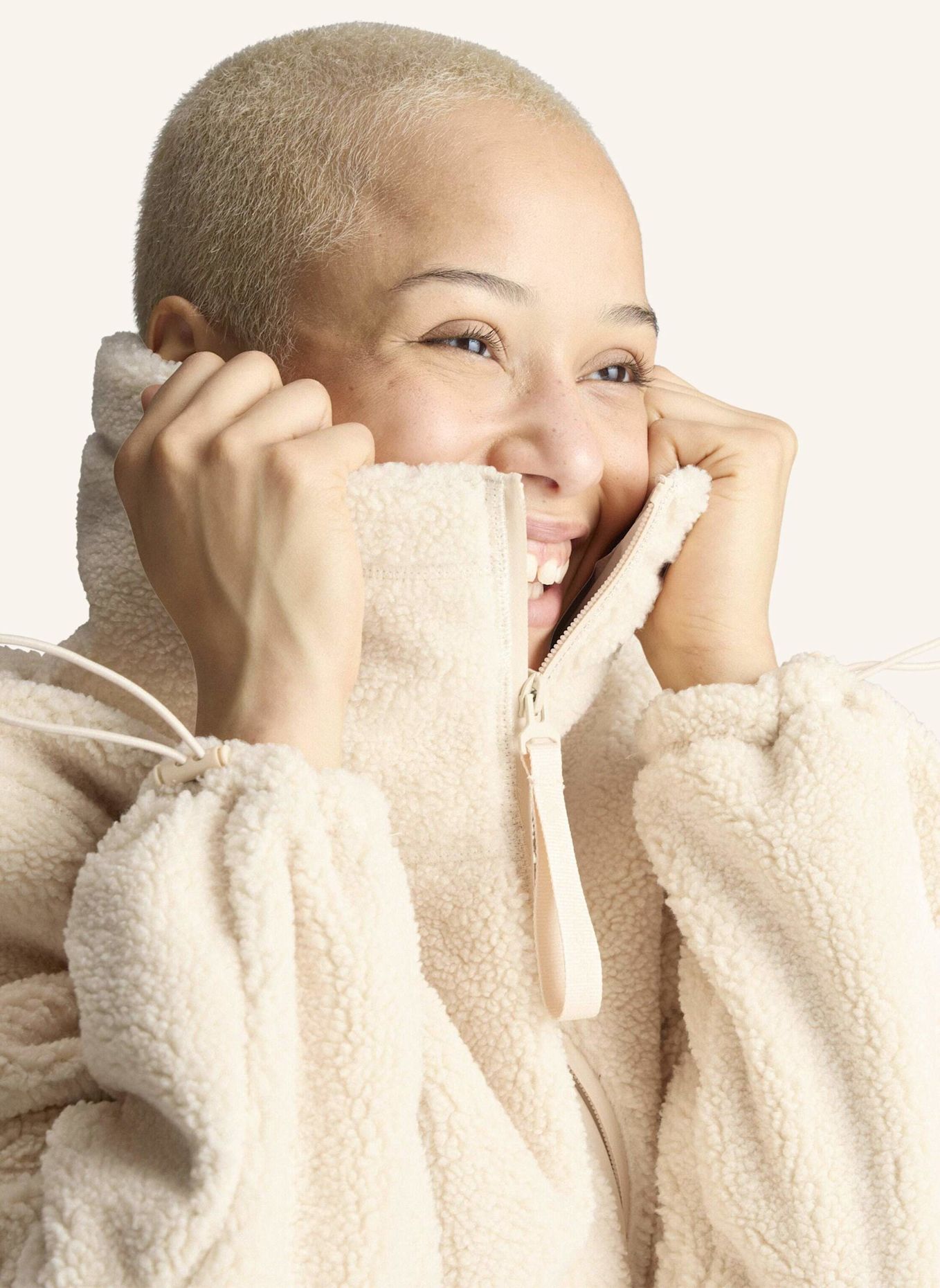 adidas by Stella McCartney ADIDAS BY STELLA MCCARTNEY WINTER FLEECE-KAPUZENJACKE: BEIGE