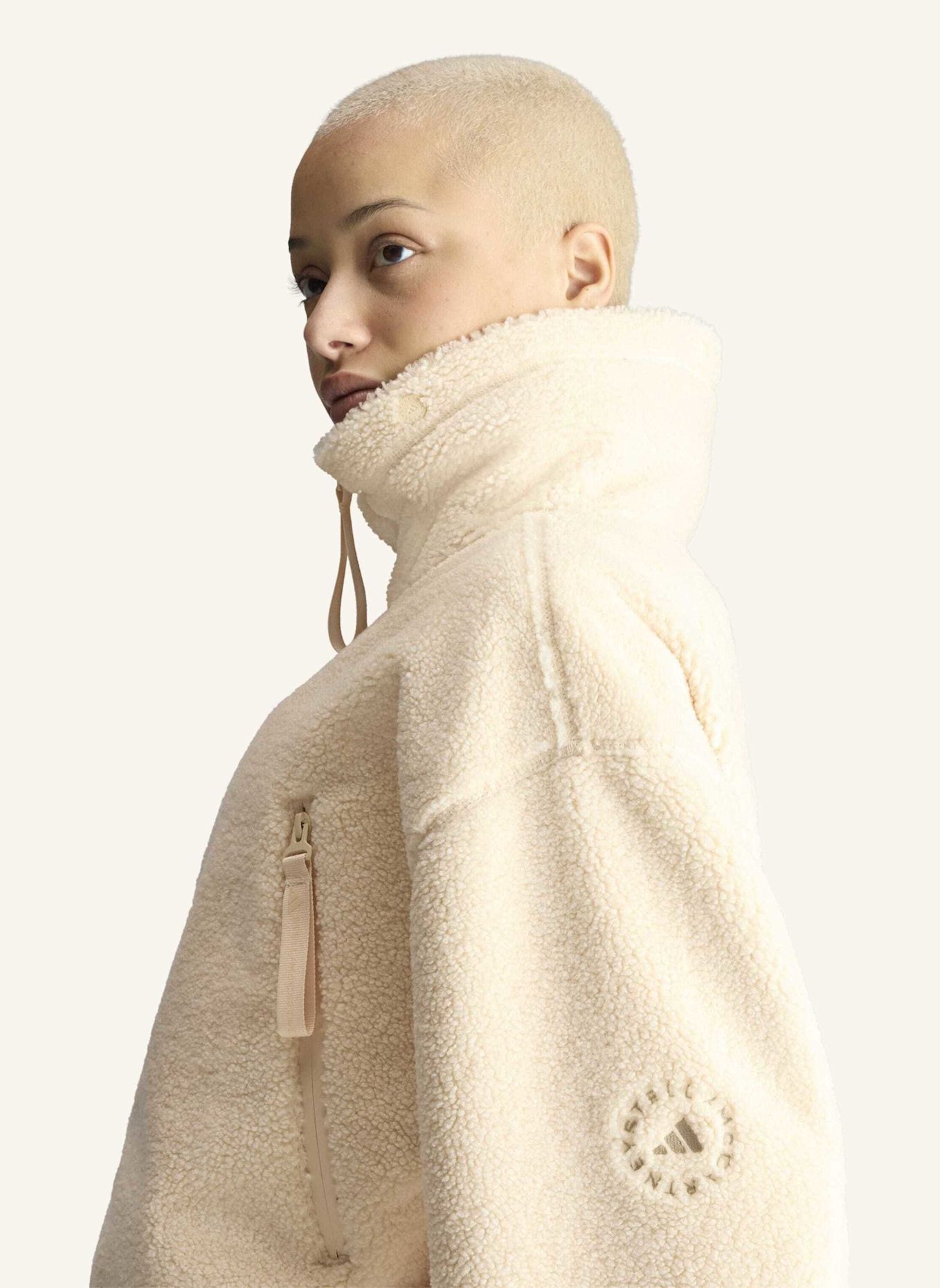 adidas by Stella McCartney ADIDAS BY STELLA MCCARTNEY WINTER FLEECE-KAPUZENJACKE: BEIGE