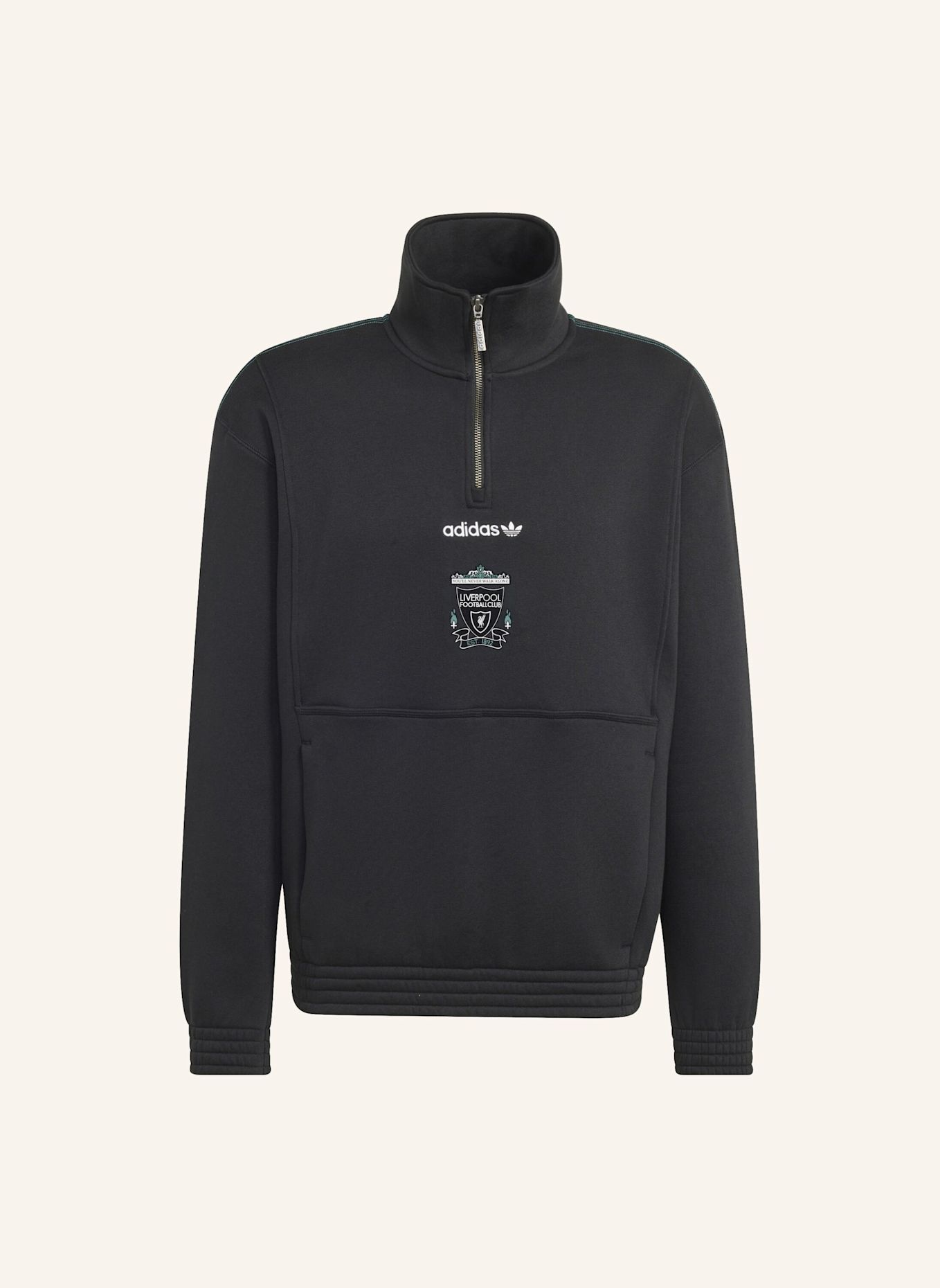 adidas LIVERPOOL FC EQT OBERTEIL, REISSVERSCHLUSS BIS ZUR BRUST: SCHWARZ