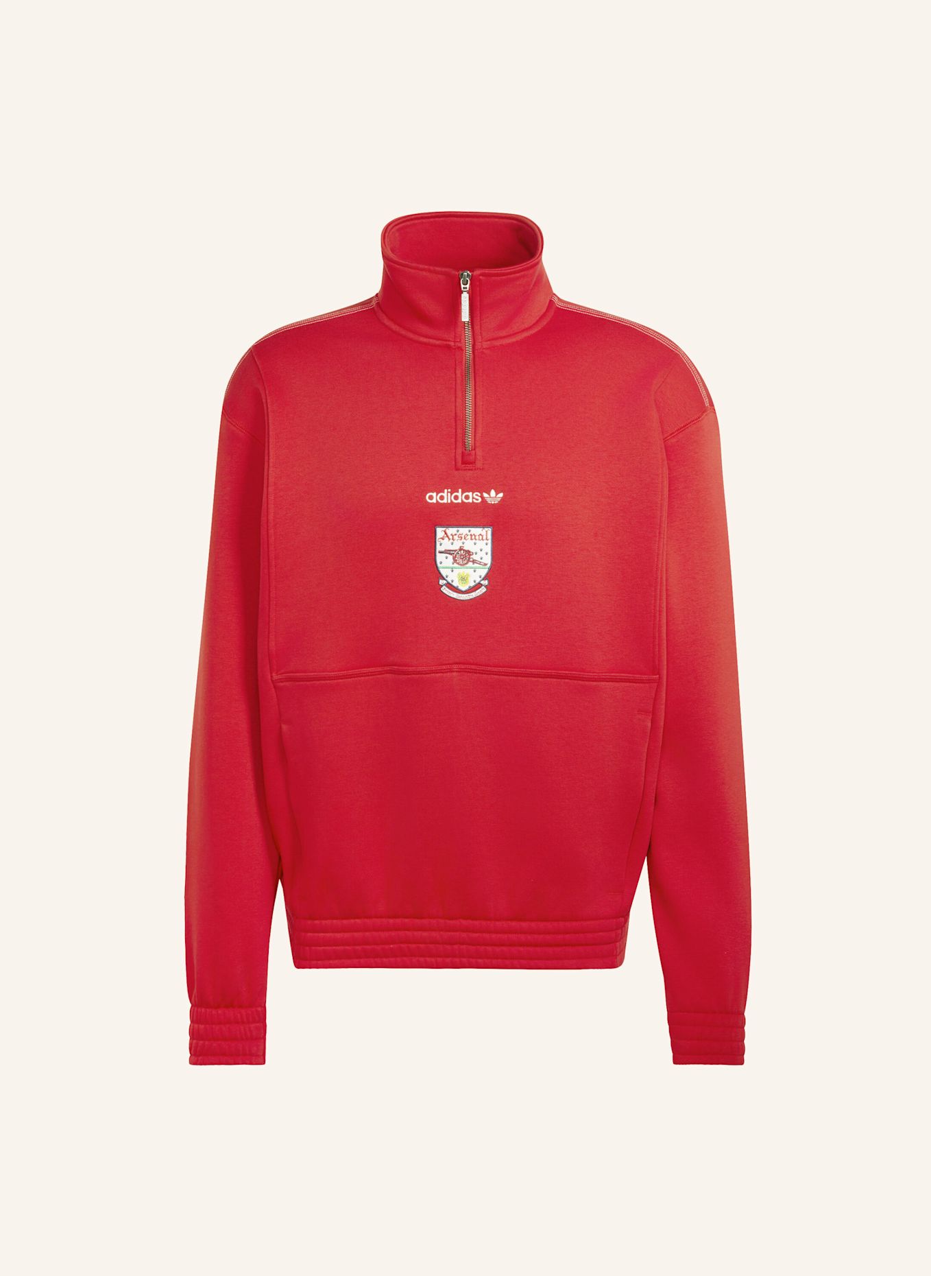 adidas ARSENAL FC EQT OBERTEIL, REISSVERSCHLUSS BIS ZUR BRUST: ROT