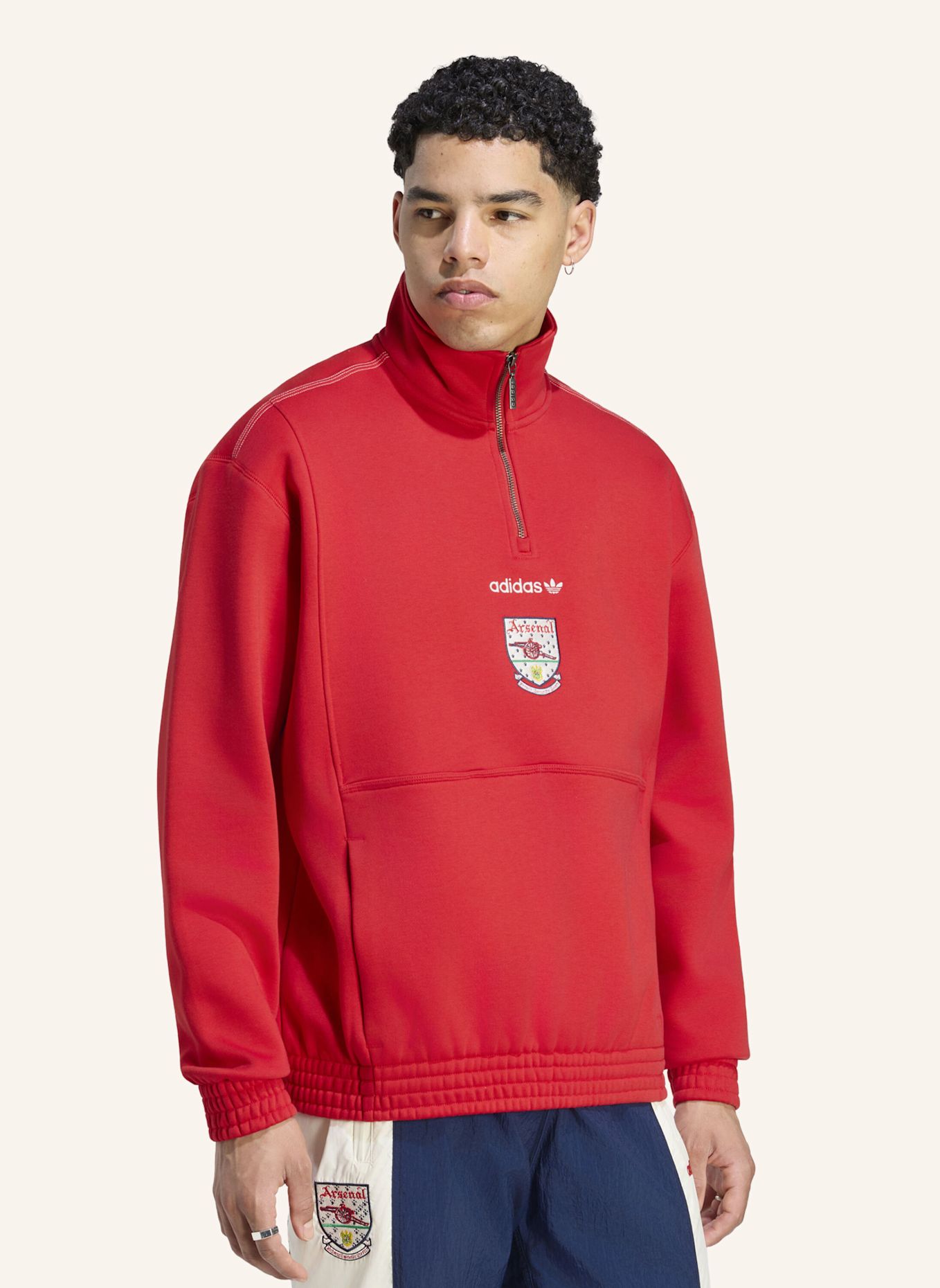 adidas ARSENAL FC EQT OBERTEIL, REISSVERSCHLUSS BIS ZUR BRUST: ROT