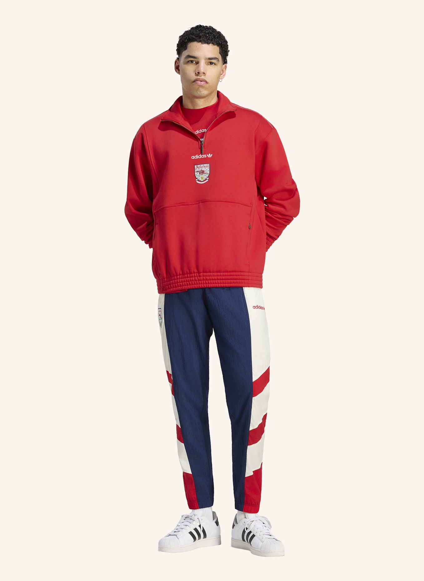 adidas ARSENAL FC EQT OBERTEIL, REISSVERSCHLUSS BIS ZUR BRUST: ROT