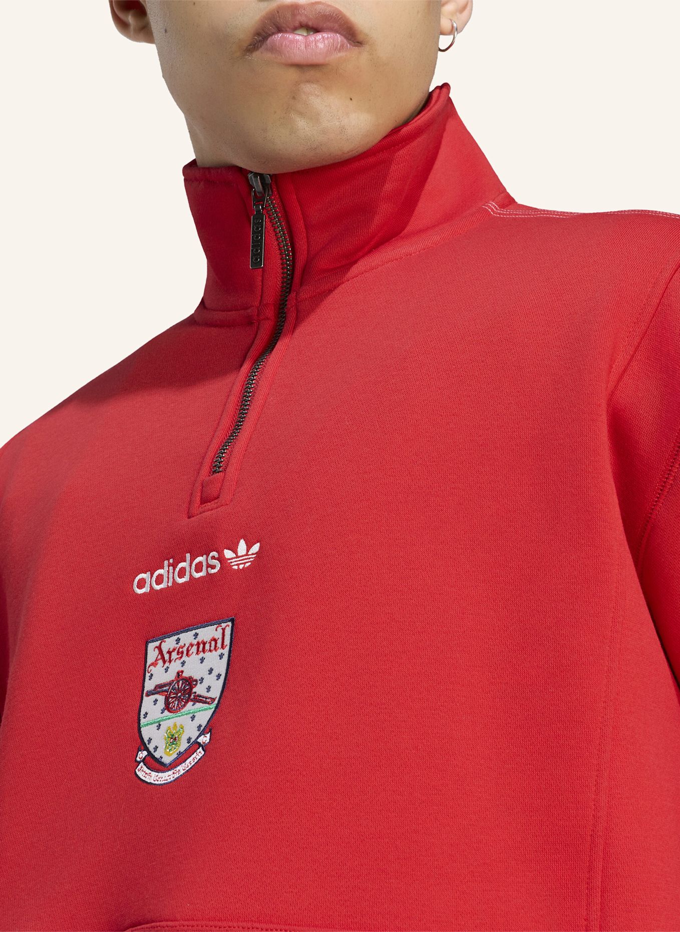 adidas ARSENAL FC EQT OBERTEIL, REISSVERSCHLUSS BIS ZUR BRUST: ROT