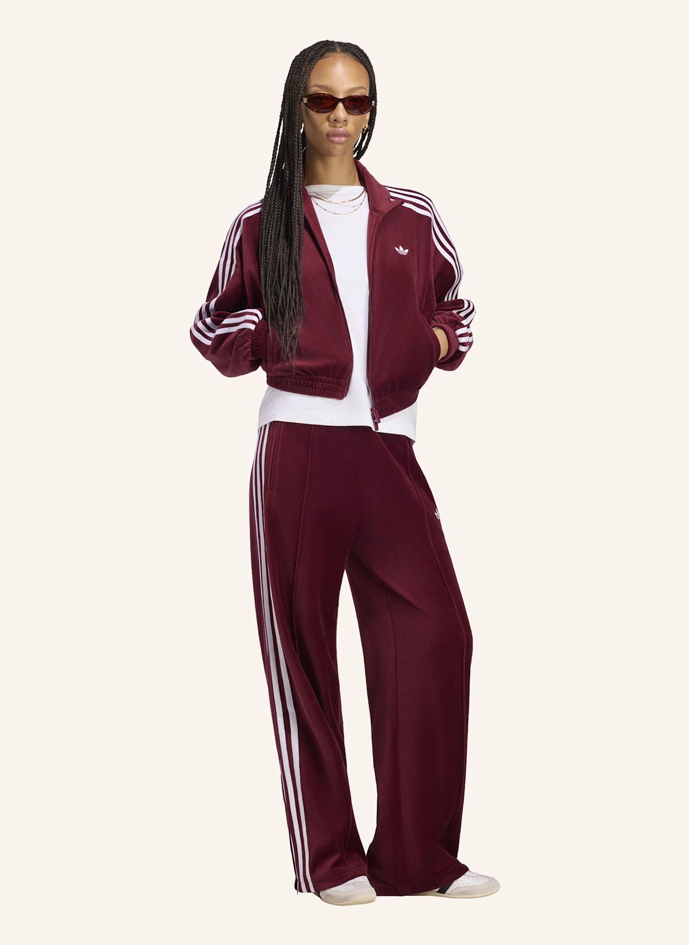 adidas Originals VELOURS TRACK TOP, PLISSIERT: ROT