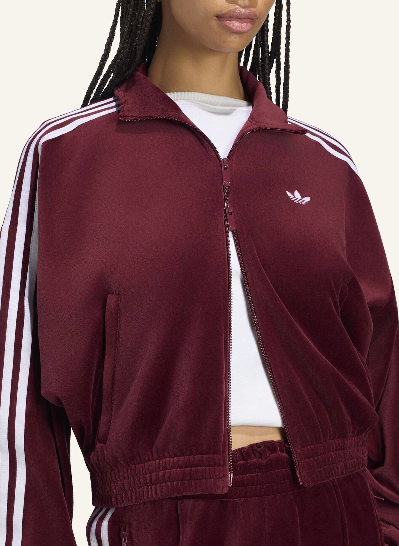 adidas Originals VELOURS TRACK TOP, PLISSIERT: ROT
